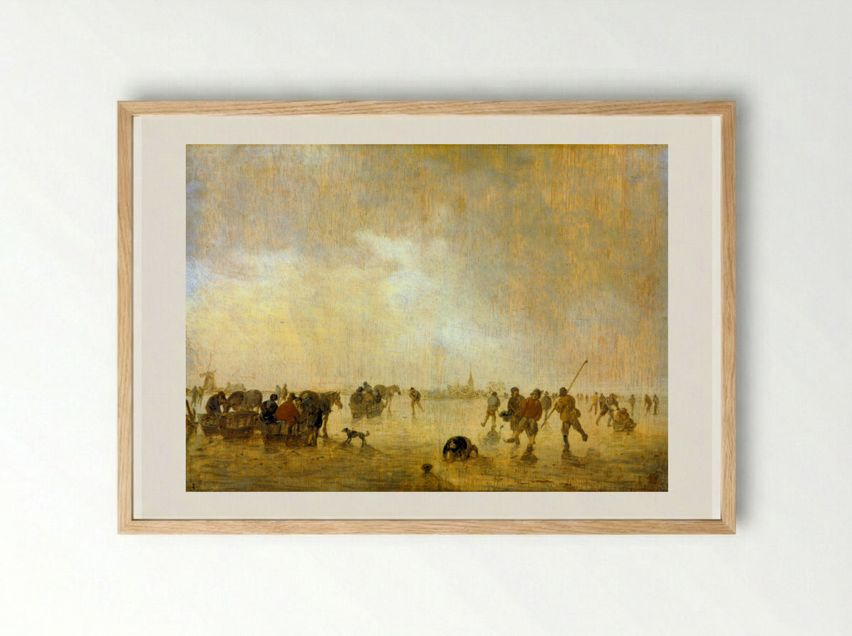 Landscape with Skaters - Jan van Goyen - Framed Print Wood