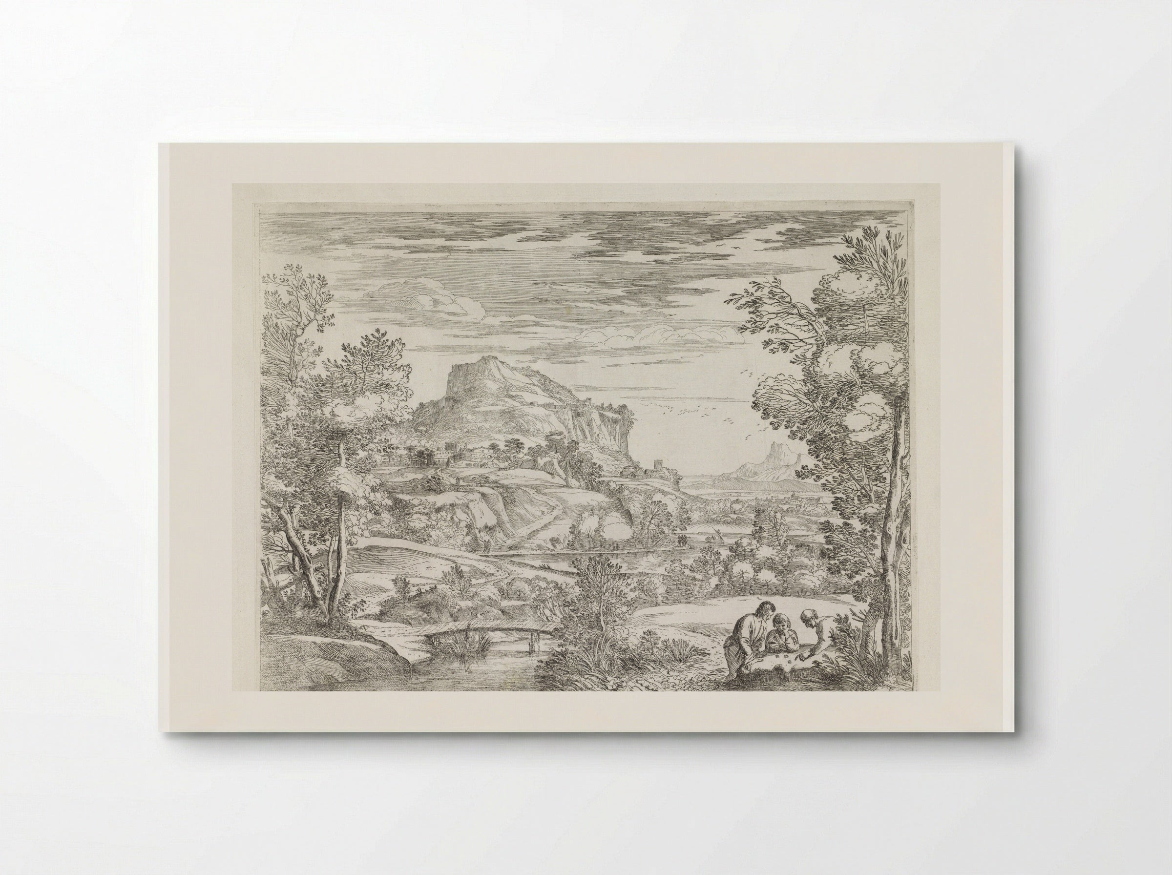Landscape with Three Men Gambling - Giovanni Francesco Grimaldi - Poster