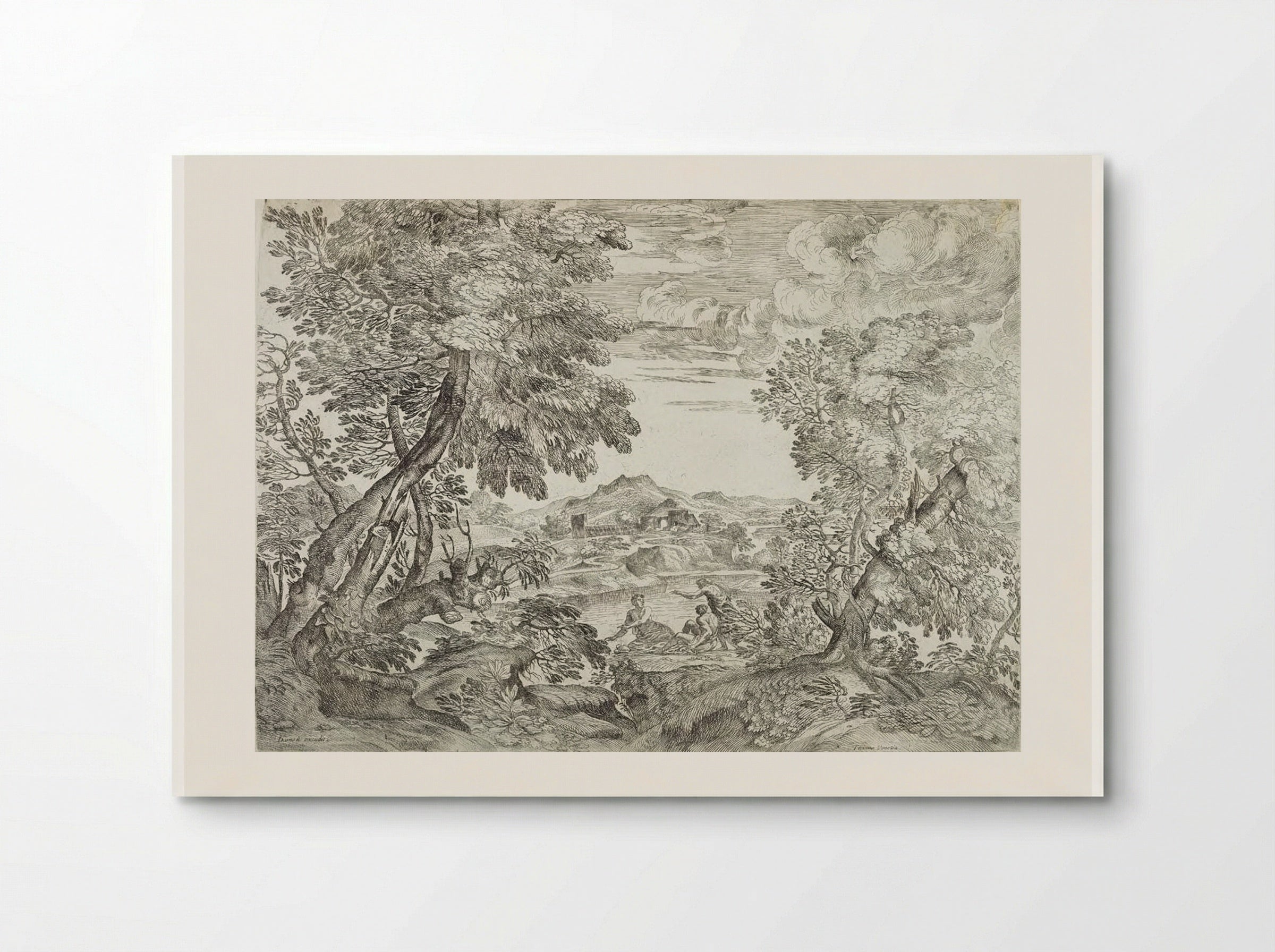 Landscape with Three Men - Giovanni Francesco Grimaldi - Poster