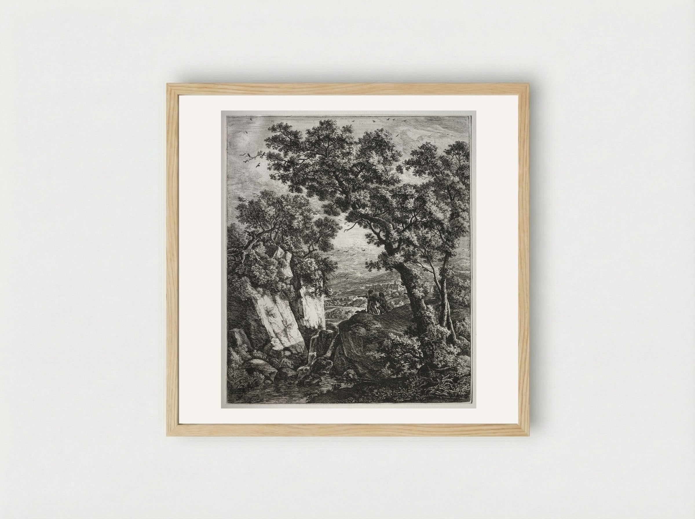 Landscape with Tobias and the Angel - Anthonie Waterloo - Framed Print Wood