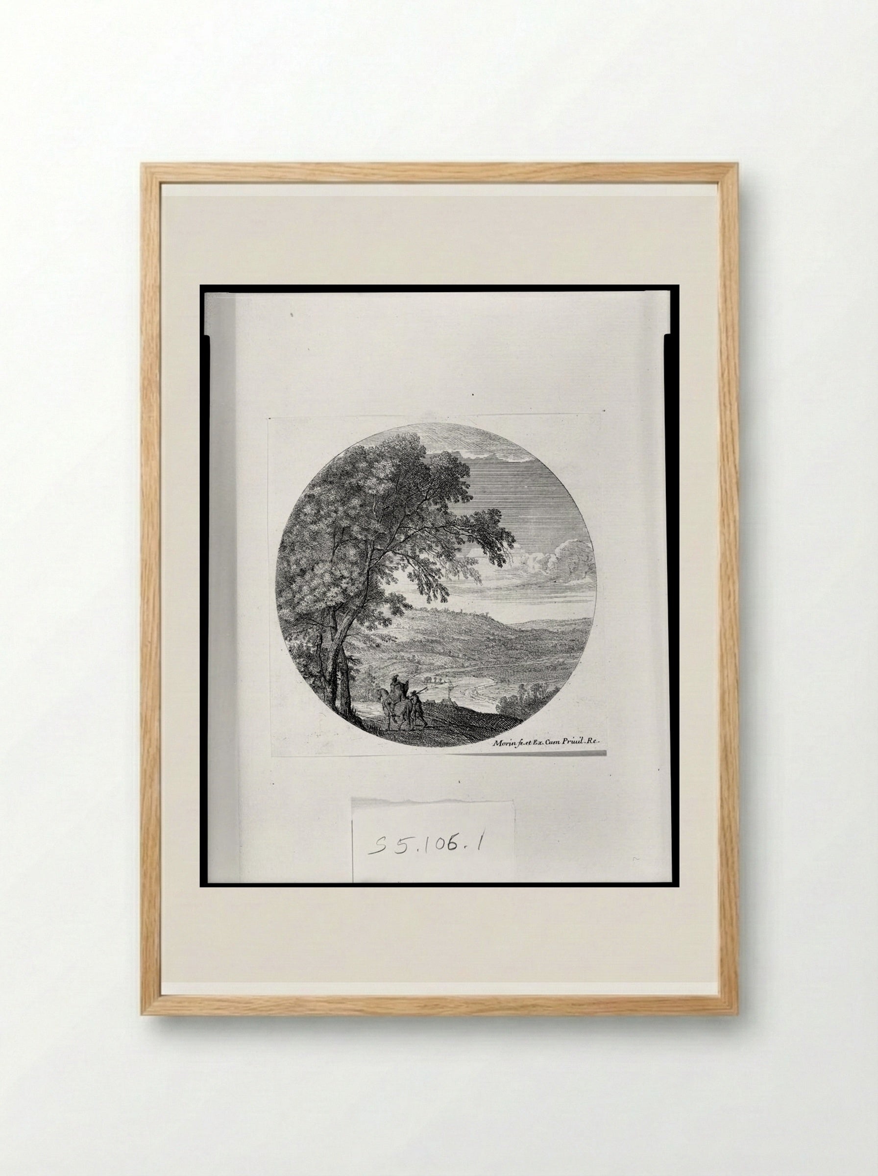 Landscape with Travelers, a River in the Distance - Jean Morin - Framed Print Wood