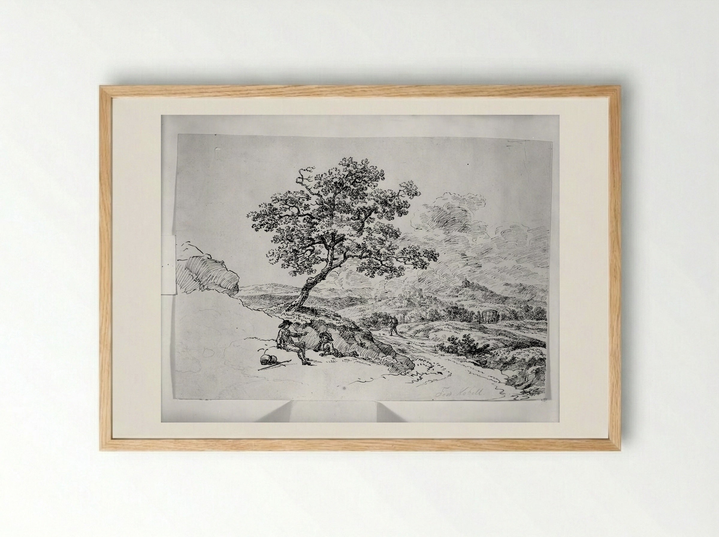 Landscape with Travellers - Ferdinand Kobell - Framed Print Wood