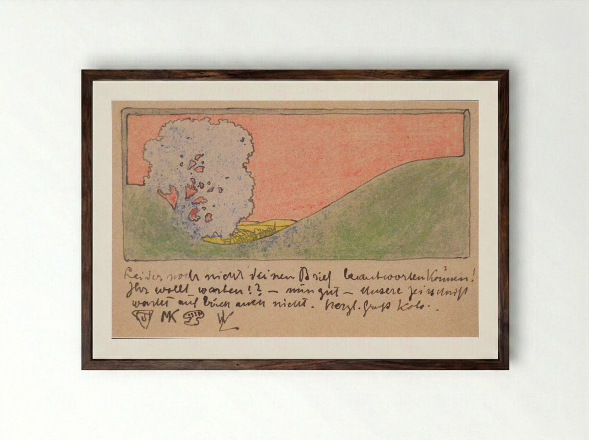 Landscape with Tree - Koloman Moser - Framed Print Dark Wood