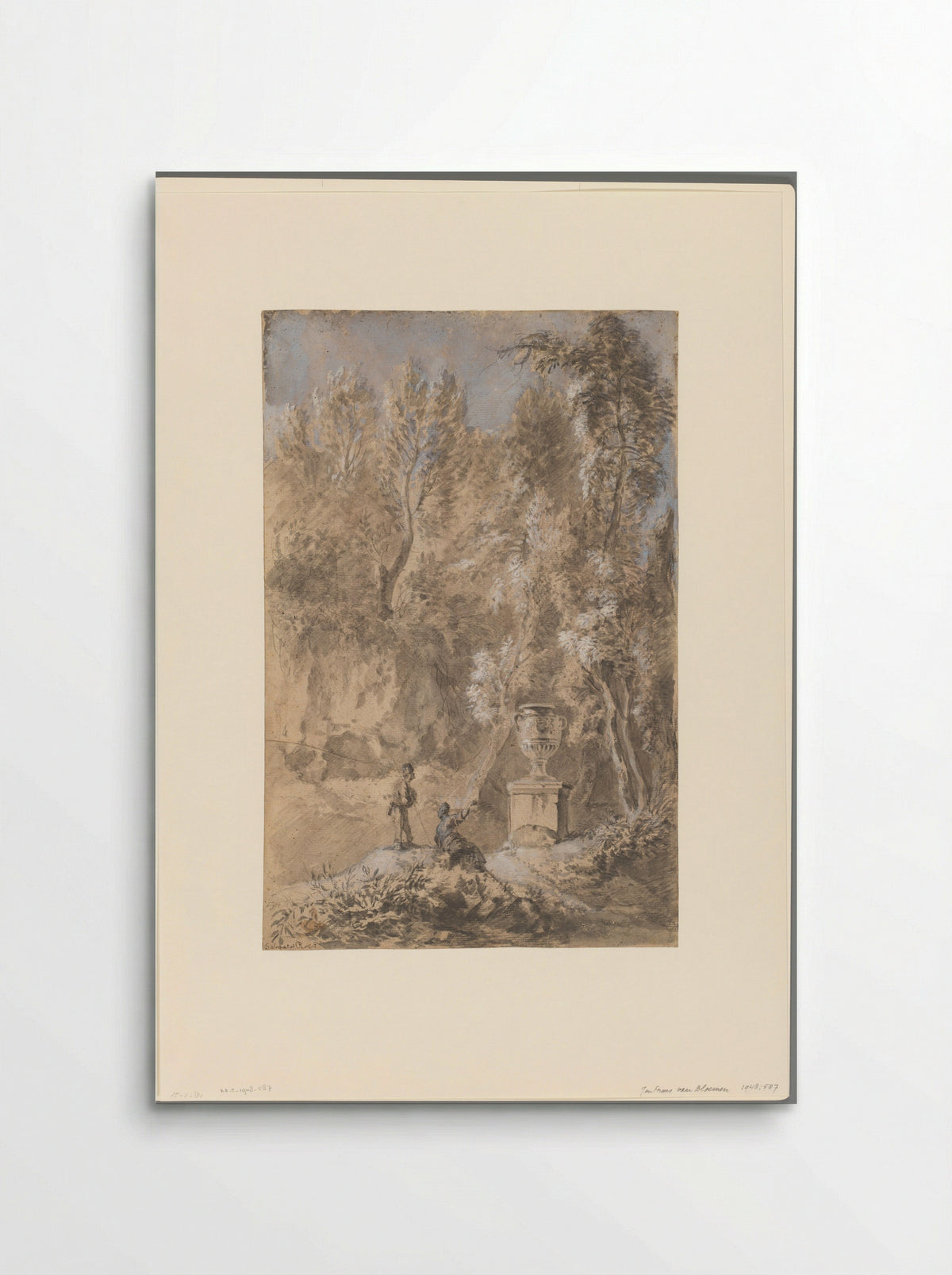 Landscape with Two Figures by a Monumental Vase - Jan Frans van Bloemen - Poster