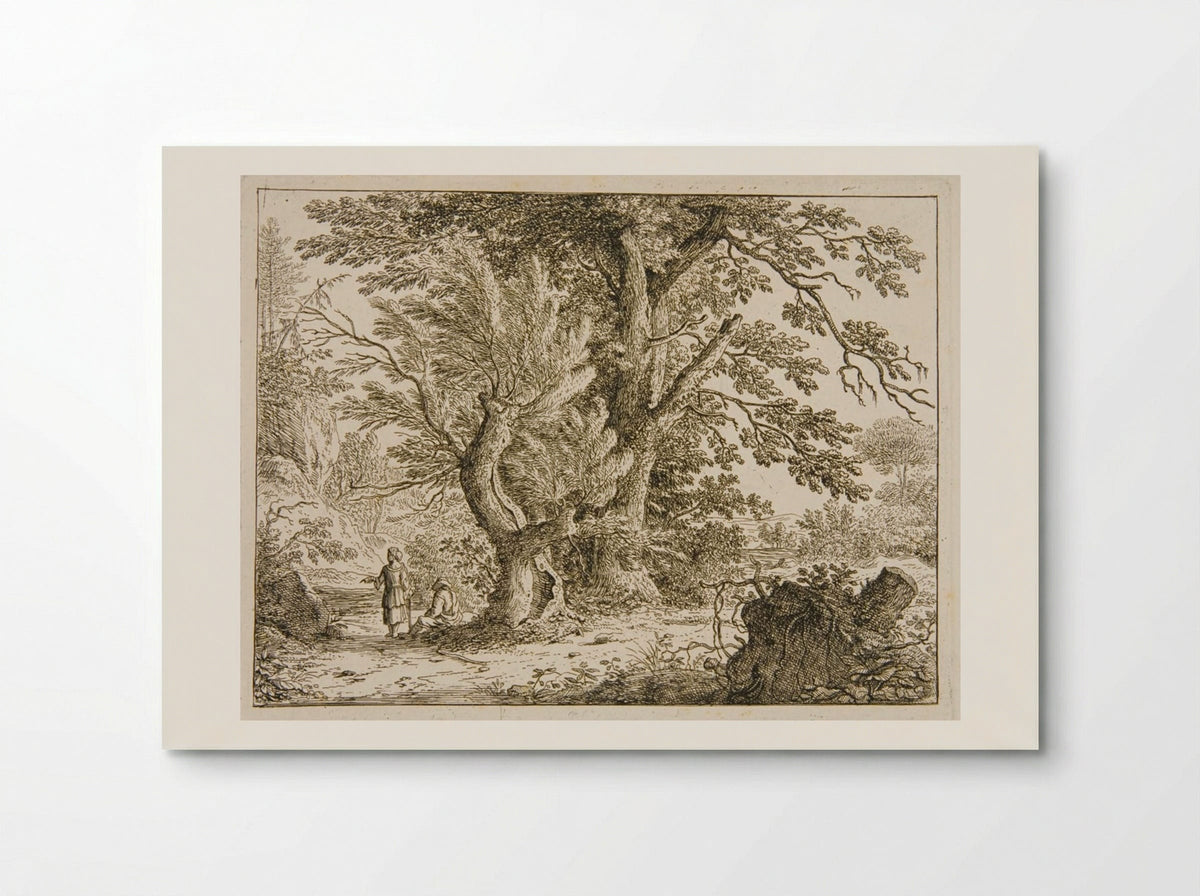 Landscape with Two Women, One Standing and One Sitting under the Trees - Felix Meyer - Poster