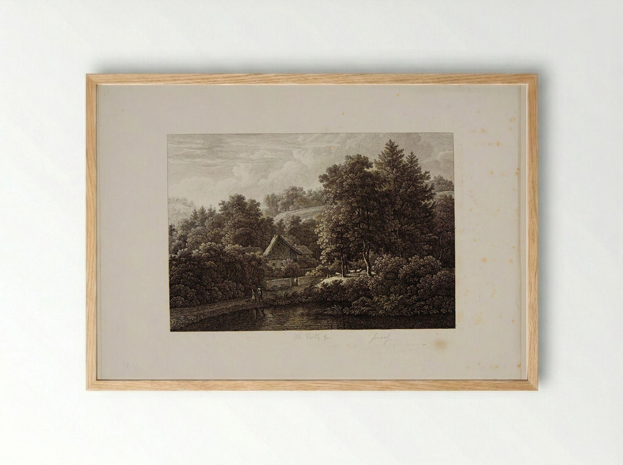 Landscape with a Cottage - Johann Philipp Veith - Framed Print Wood