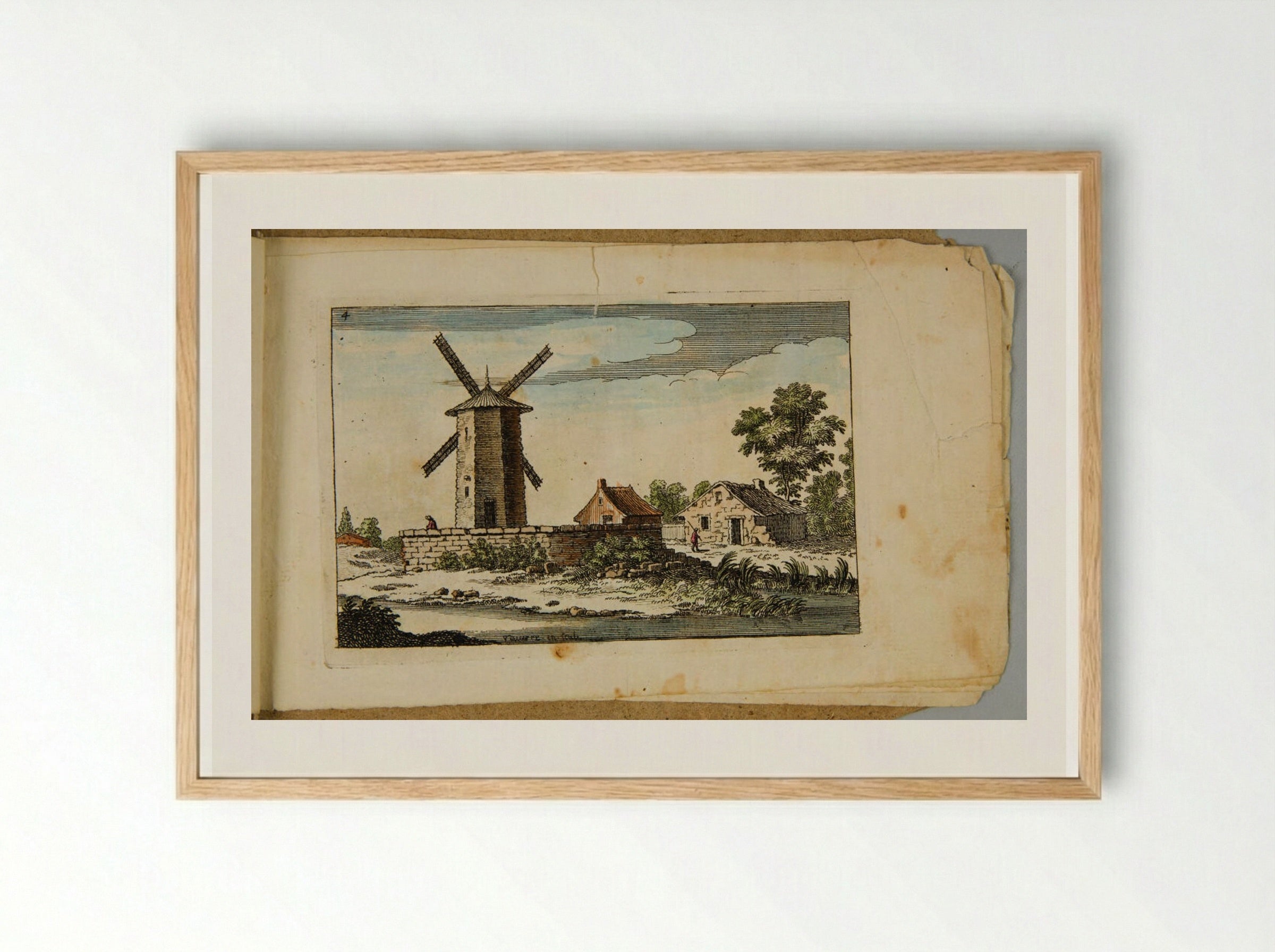 Landscape with a Farmhouse and a Hexagonal Windmill - François Vivares - Framed Print Wood
