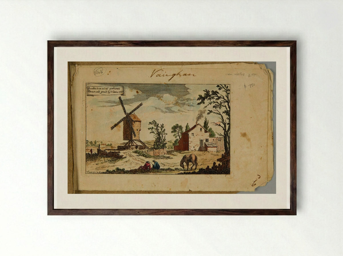 Landscape with a Farmhouse and a Wooden Windmill - François Vivares - Framed Print Dark Wood