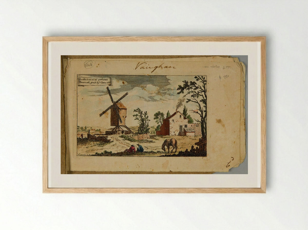 Landscape with a Farmhouse and a Wooden Windmill - François Vivares - Framed Print Wood