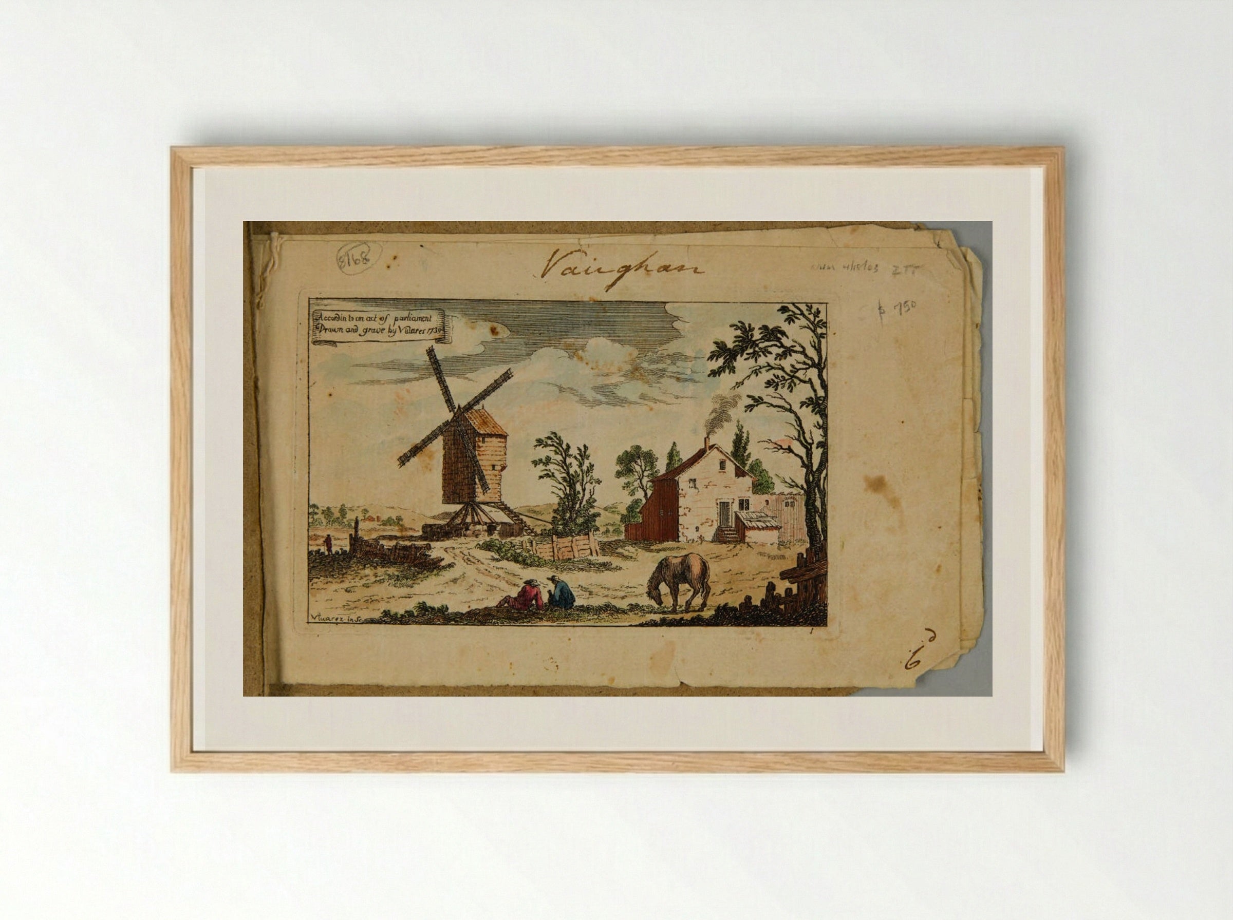 Landscape with a Farmhouse and a Wooden Windmill - François Vivares - Framed Print Wood