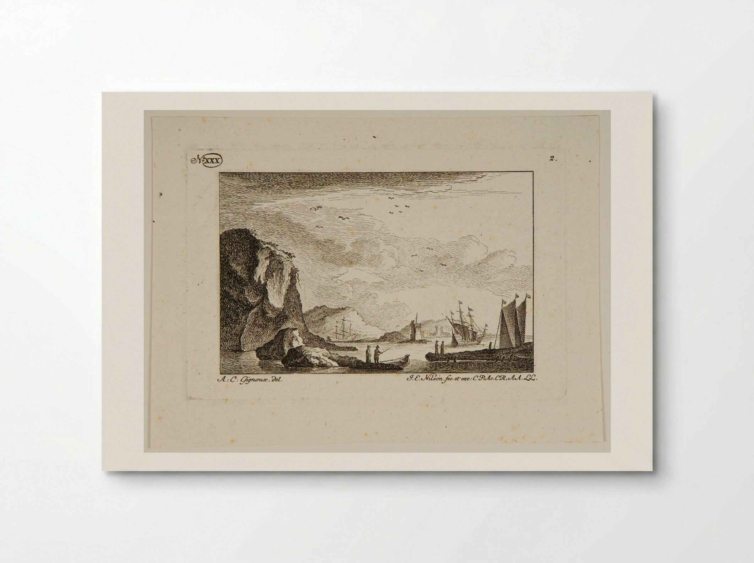 Landscape with a Fjord with Three-Masted Ships - Johann Esaias Nilson - Poster