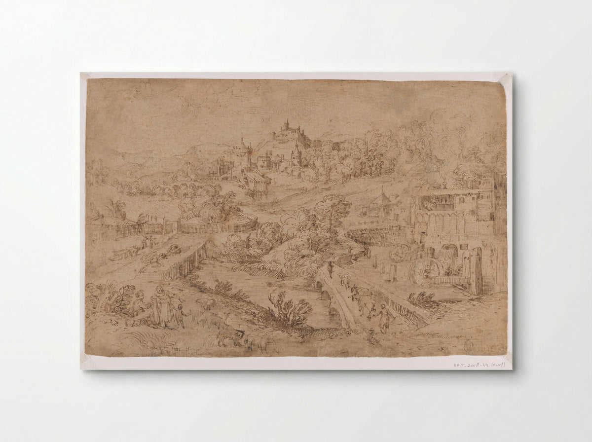 Landscape with a Fortified Town in the Distance - Annibale Carracci - Poster