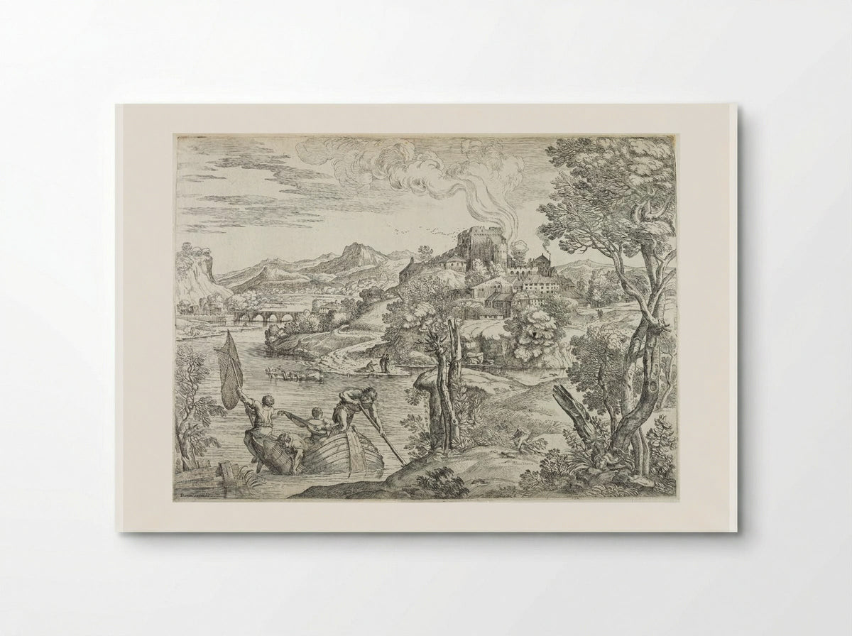 Landscape with a Luteplayer - Giovanni Francesco Grimaldi - Poster