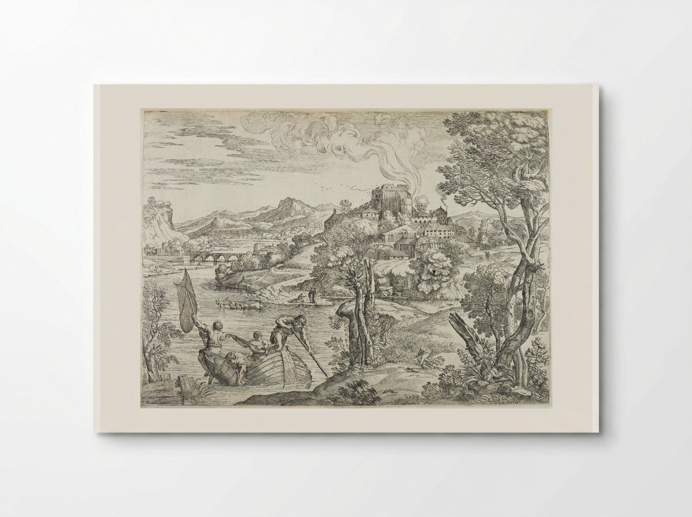 Landscape with a Luteplayer - Giovanni Francesco Grimaldi - Poster