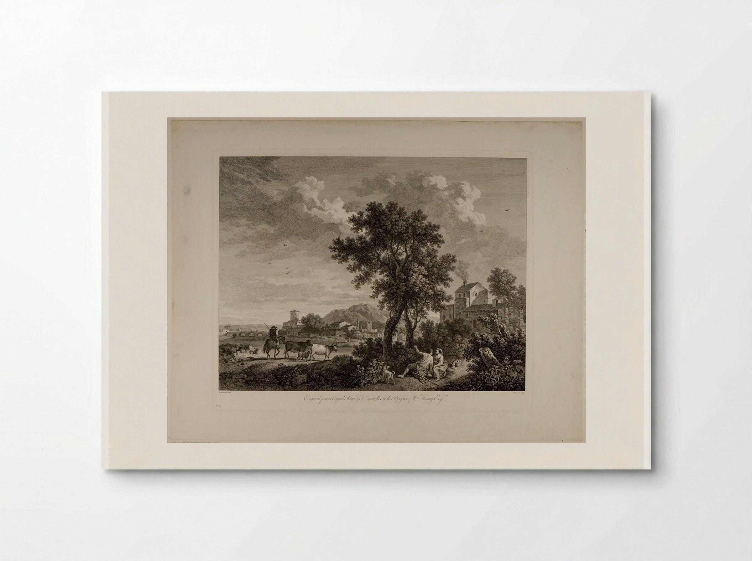 Landscape, with a Man on Horseback, Driving Cows - François Vivares - Poster