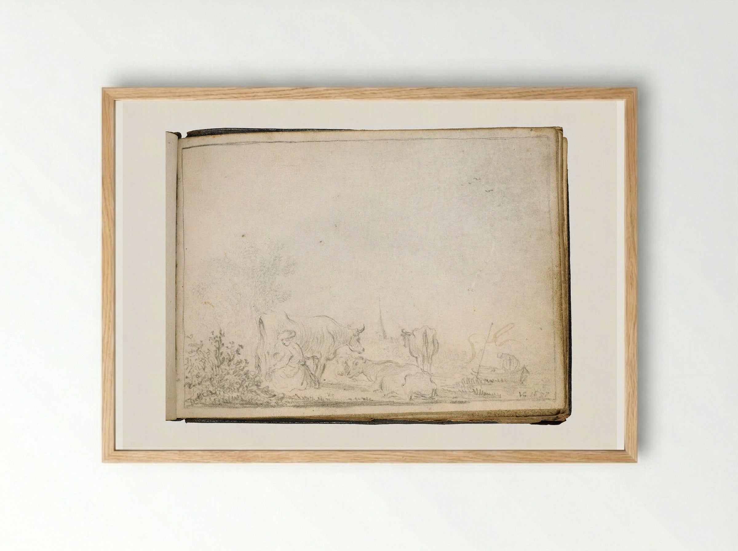 Landscape with a Milkmaid - Jan van Goyen - Framed Print Wood
