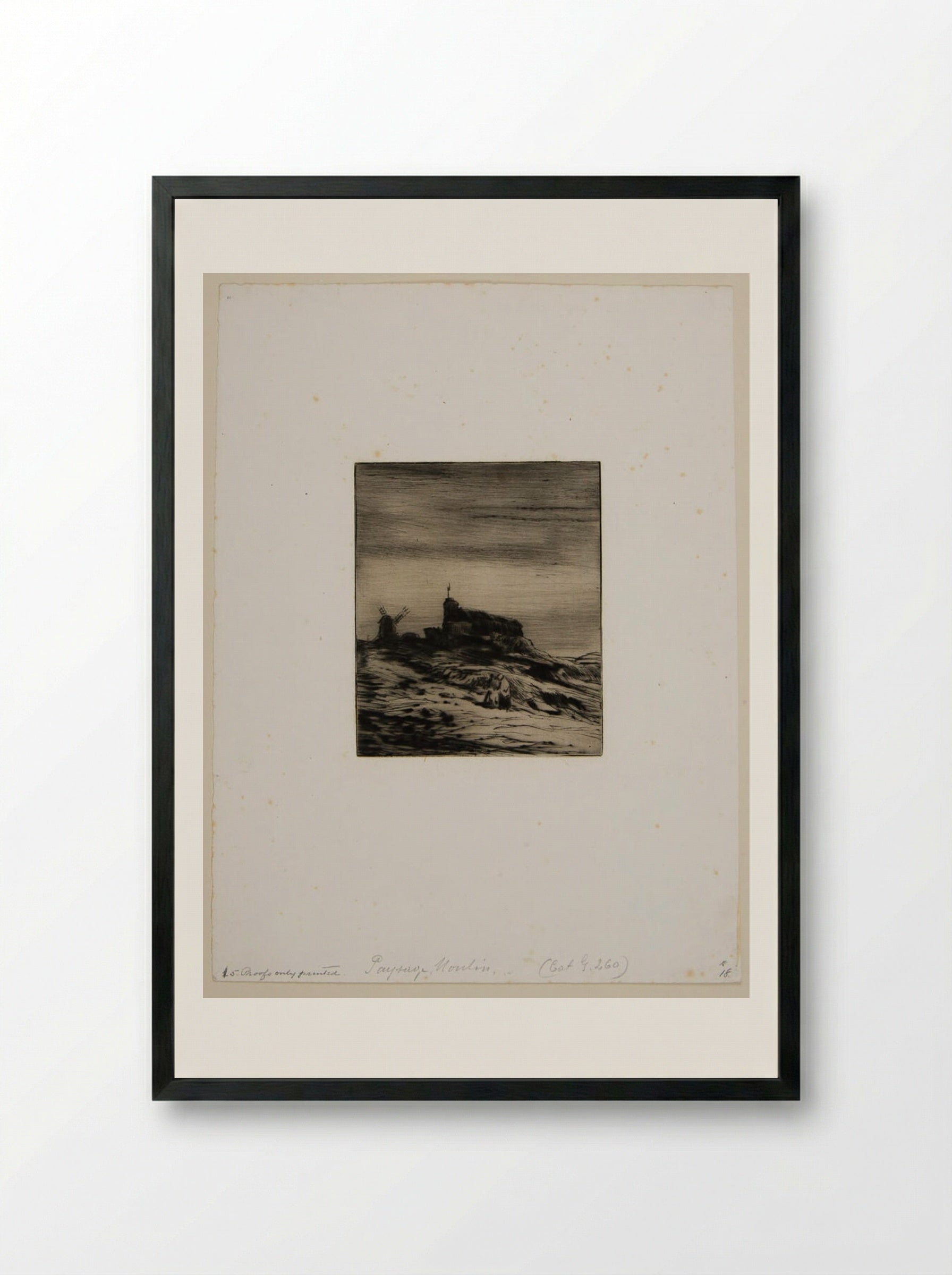 Landscape with a Mill - Charles-Émile Jacque - Framed Print Black