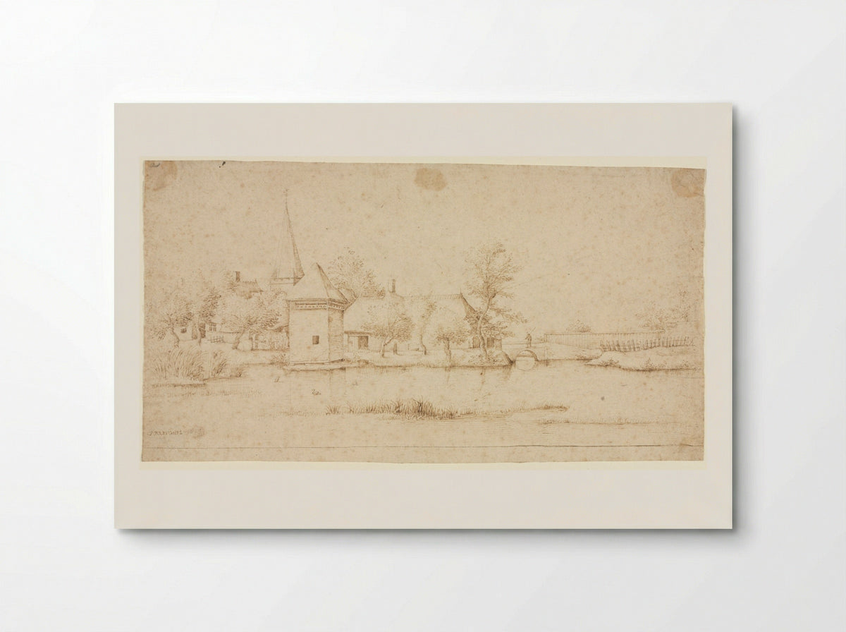 Landscape with a Moated Village - Master of the Small Landscapes - Poster