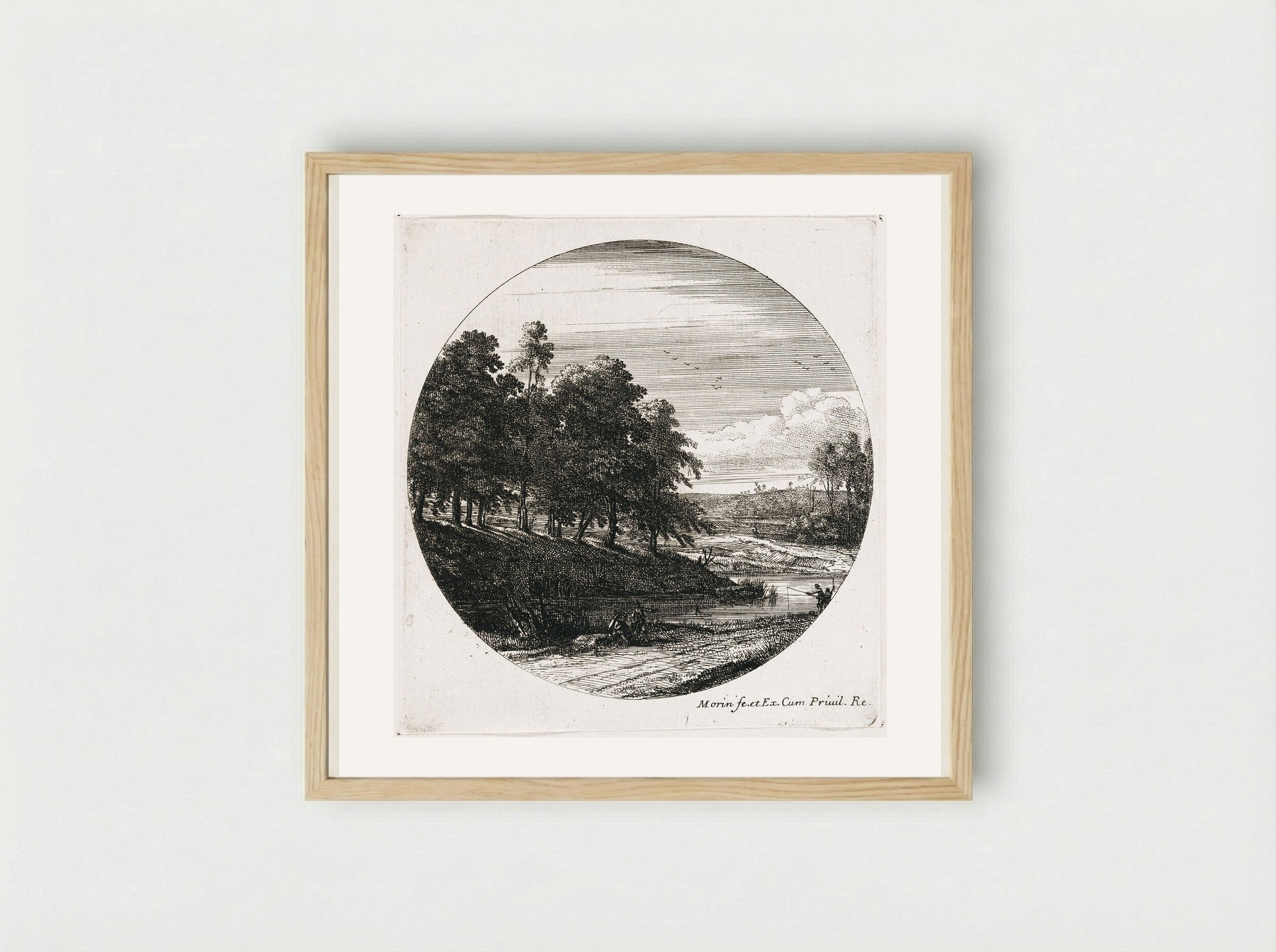 Landscape with a River and a Grove of Trees - Jean Morin - Framed Print Wood