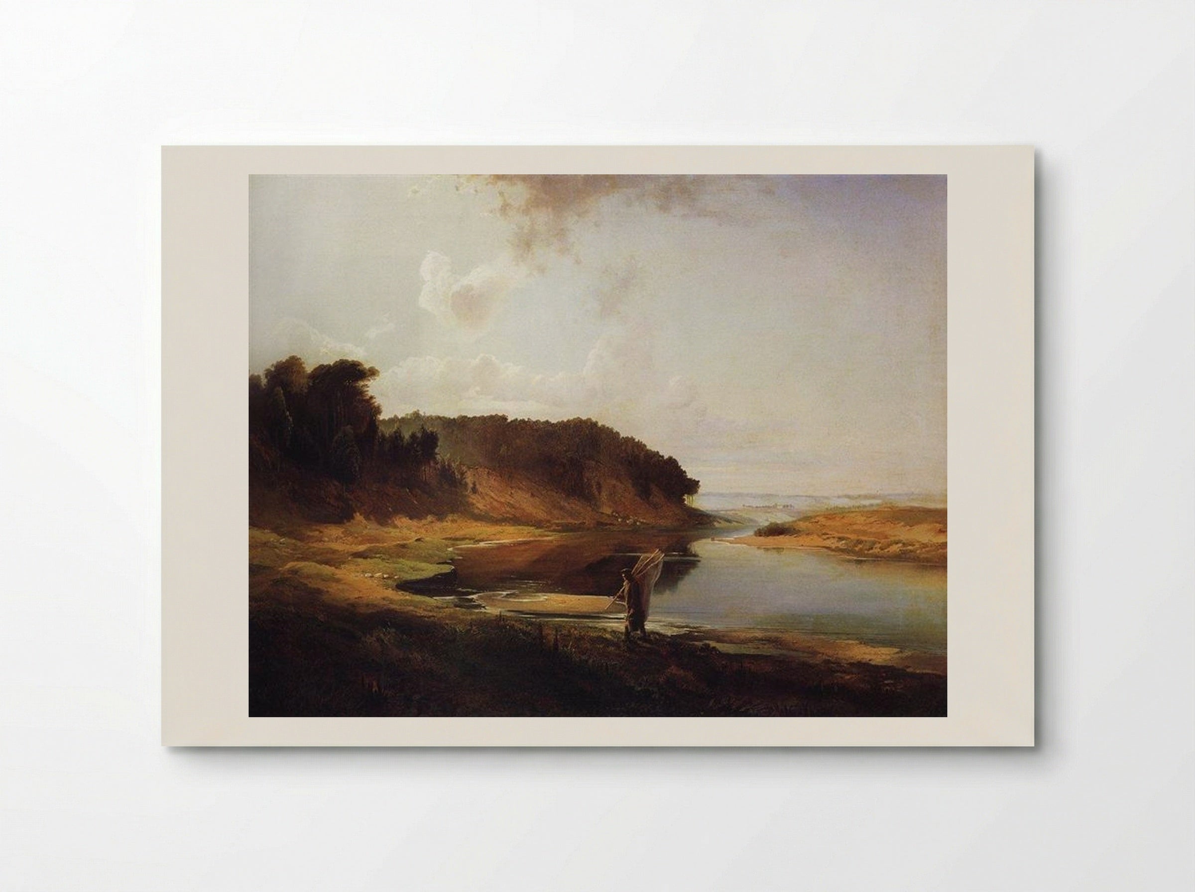 Landscape with a River and an Angler - Aleksey Savrasov - Poster