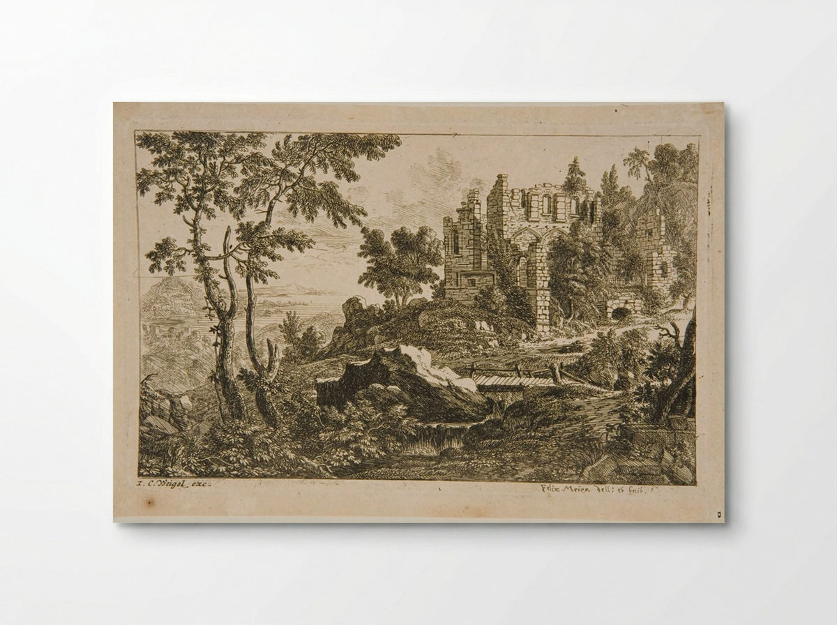 Landscape with a Ruin and a Bridge - Felix Meyer - Poster