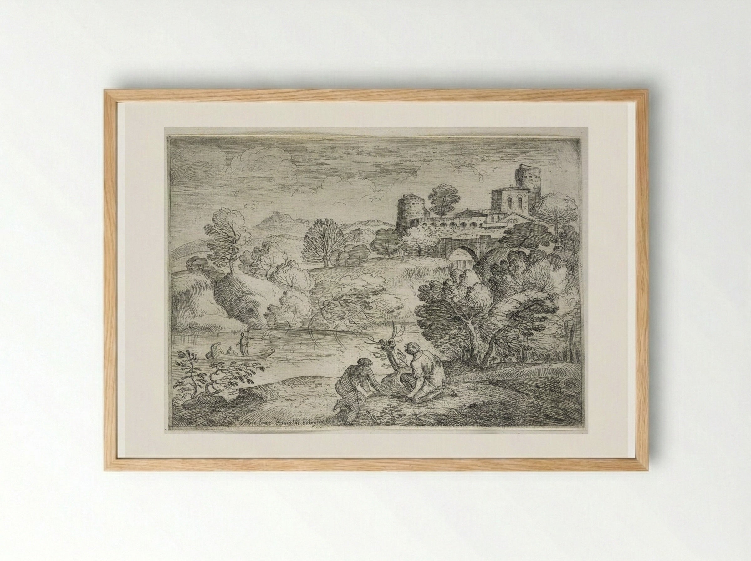 Landscape with a Small Boat - Giovanni Francesco Grimaldi - Framed Print Wood