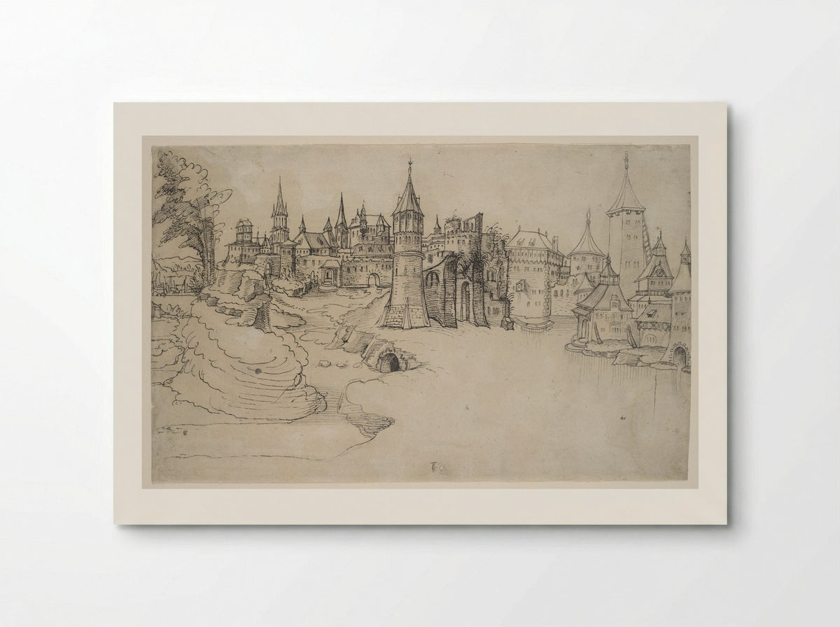 Landscape with a Town - Jörg Breu the Elder - Poster