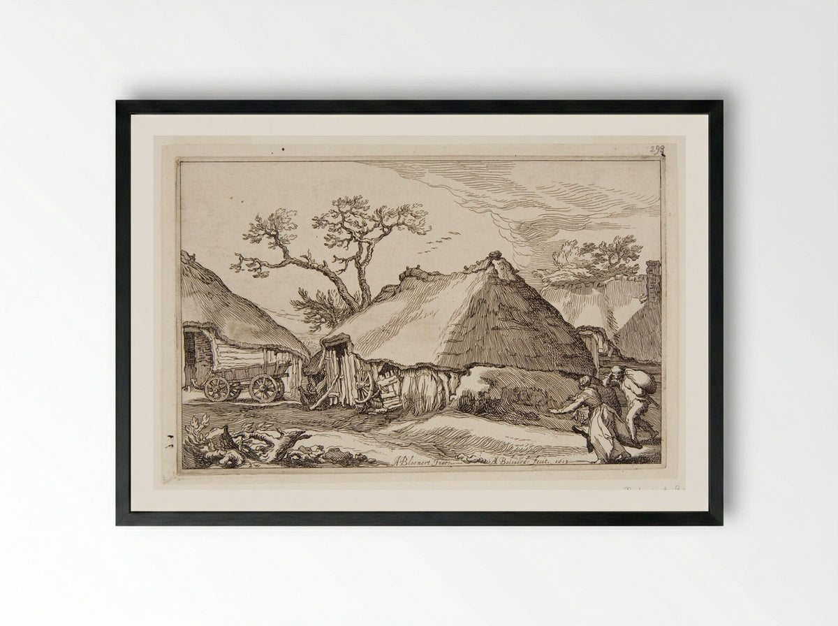 Landscape with a Wagon - Boetius Adamsz. Bolswert - Framed Print Black