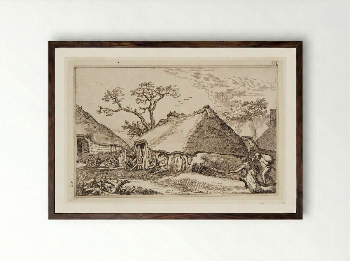 Landscape with a Wagon - Boetius Adamsz. Bolswert - Framed Print Dark Wood