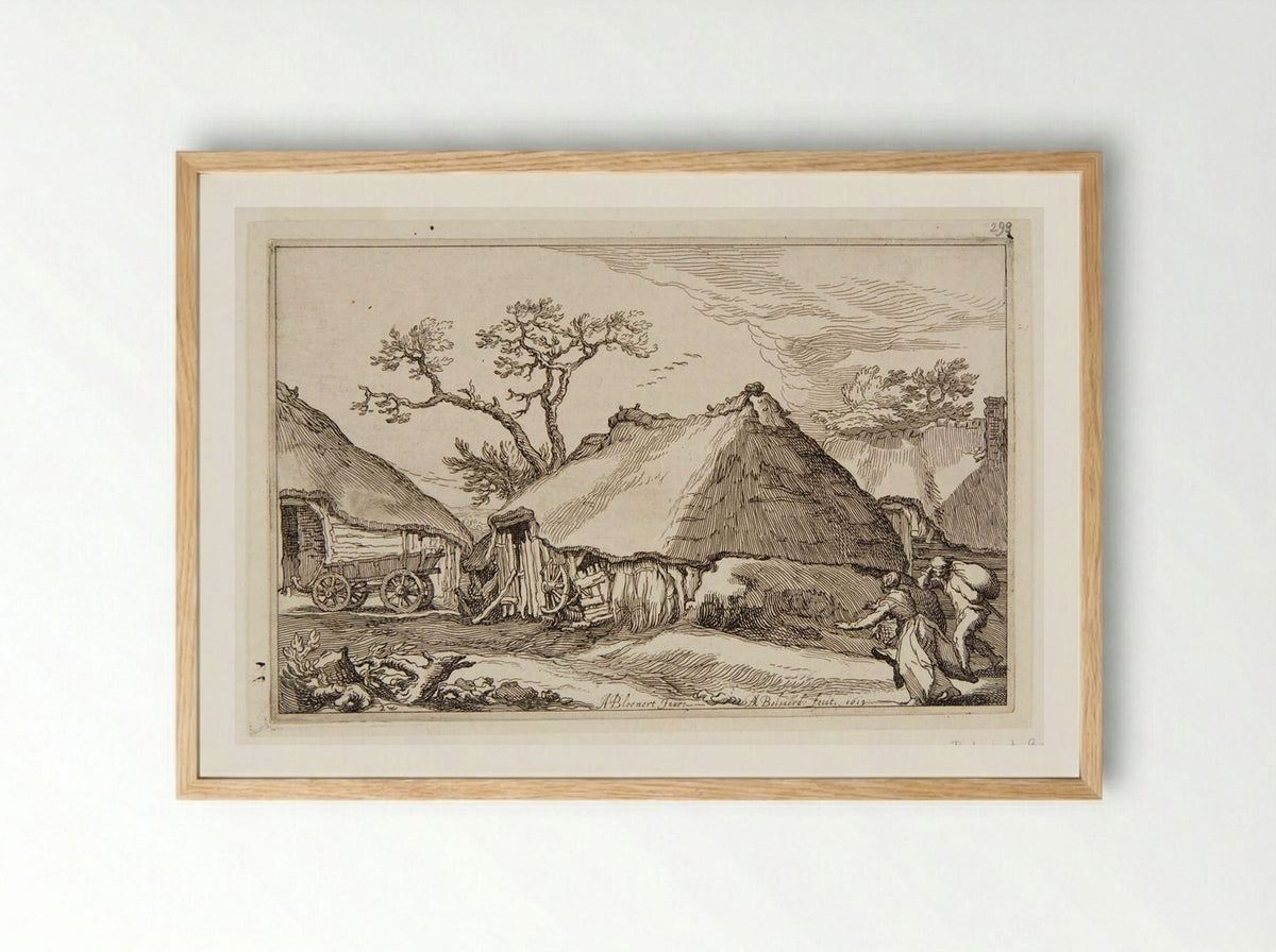 Landscape with a Wagon - Boetius Adamsz. Bolswert - Framed Print Wood