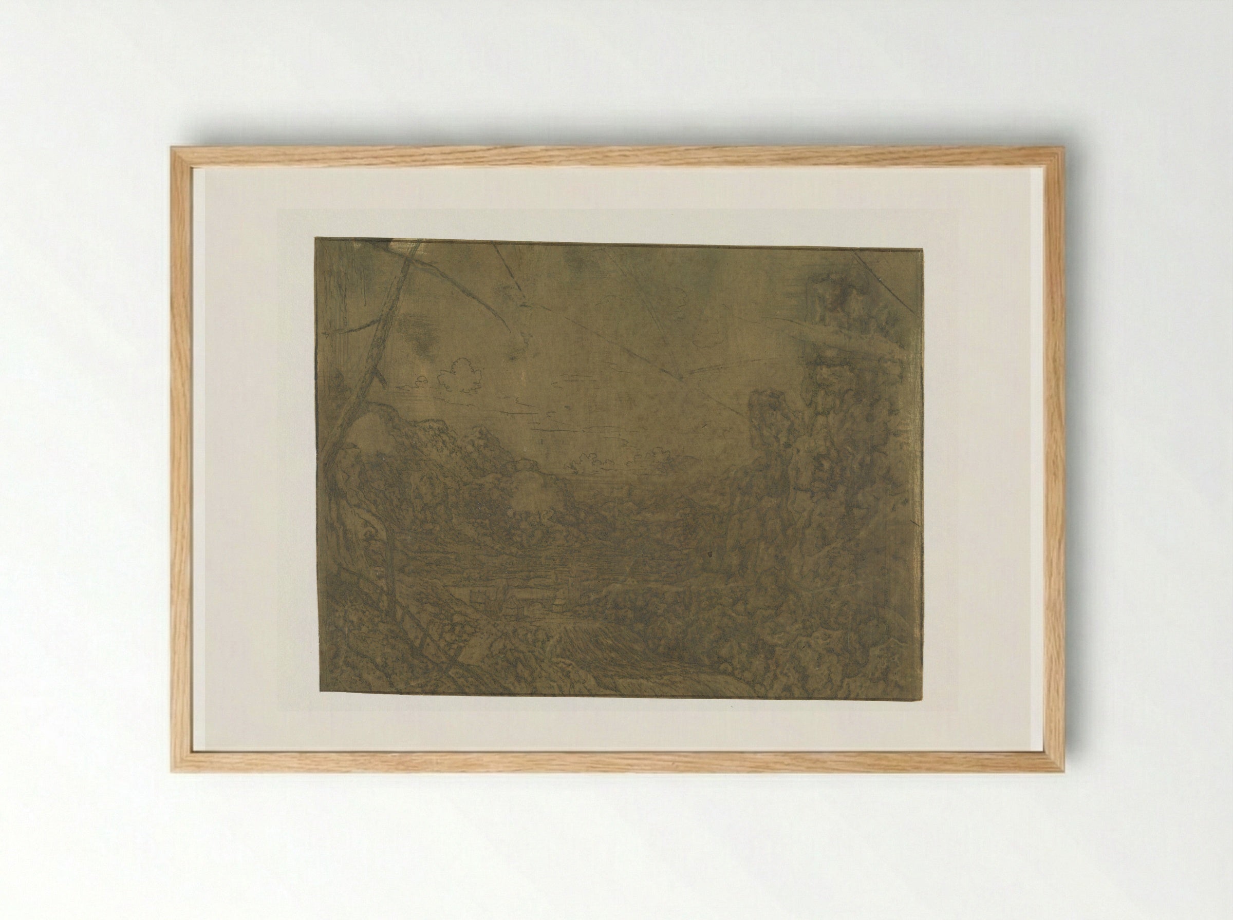 Landscape with a Waterfall, First Version - Hercules Segers - Framed Print Wood