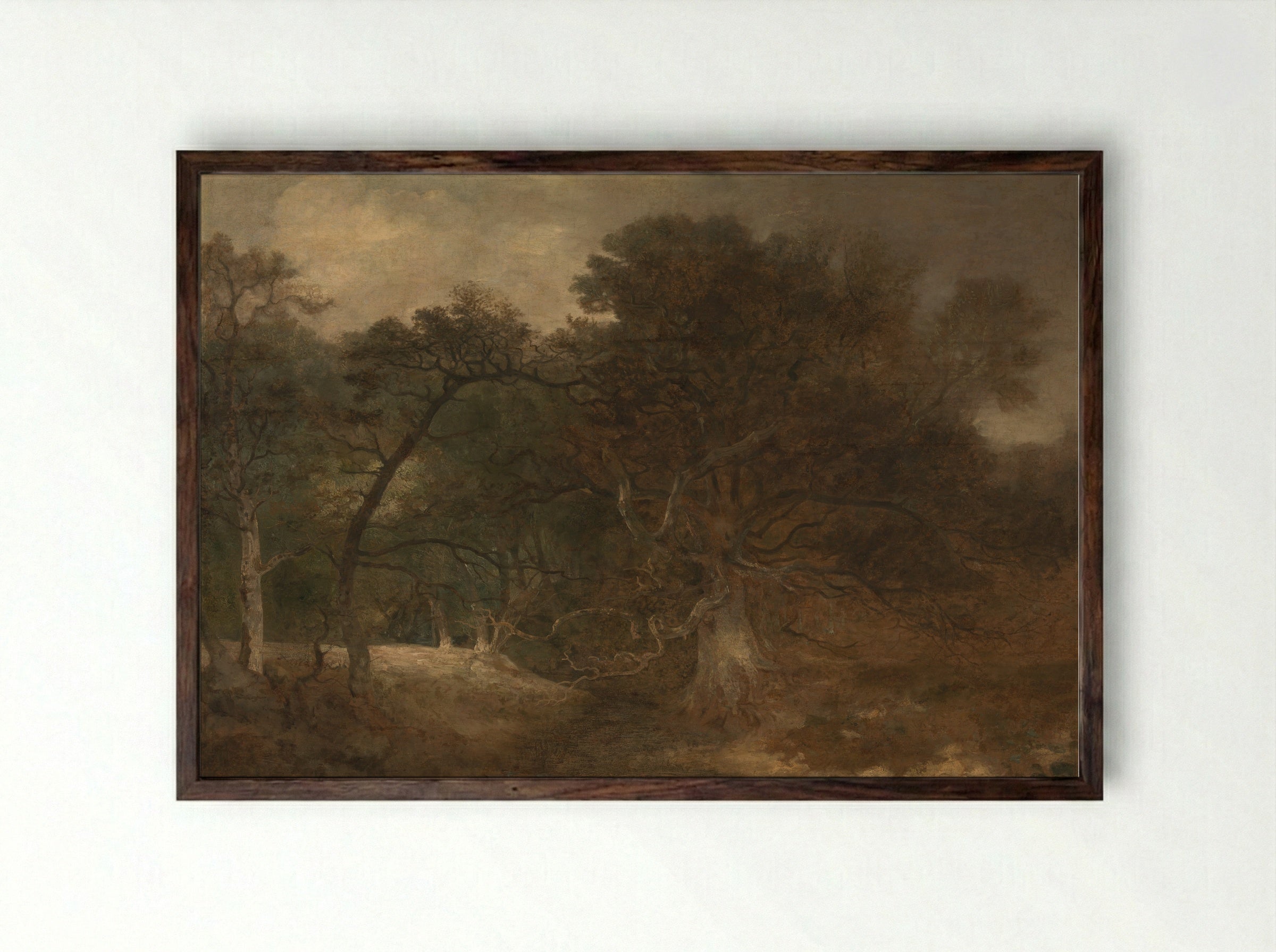 Landscape with a Waterfall near Norwich, Norfolk - John Crome - Framed Print Dark Wood