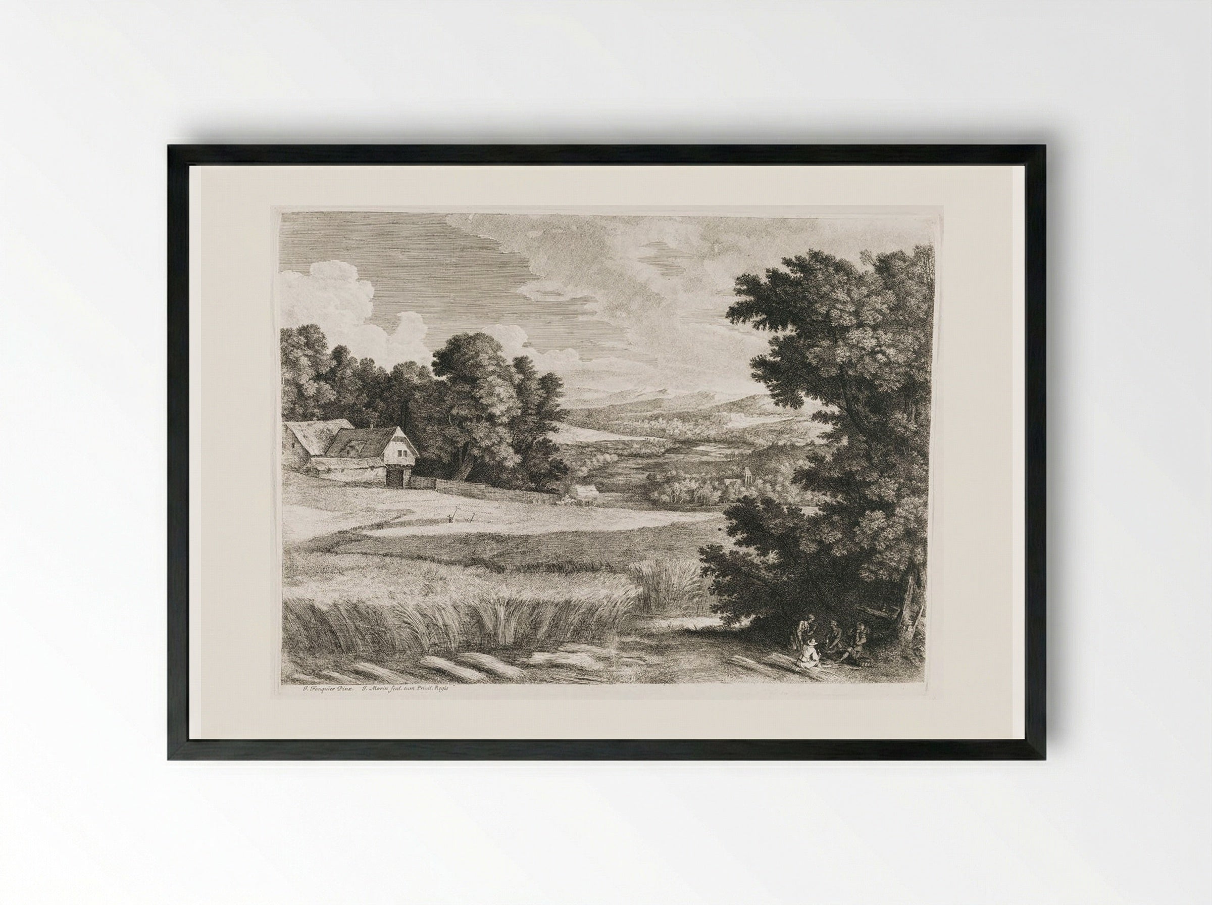 Landscape with a Wheatfield - Jean Morin - Framed Print Black