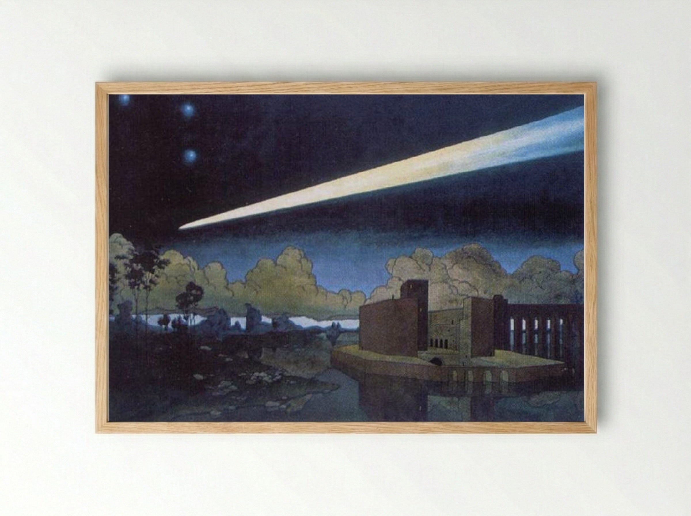 Landscape with a comet - Heorhiy Narbut - Framed Print Wood