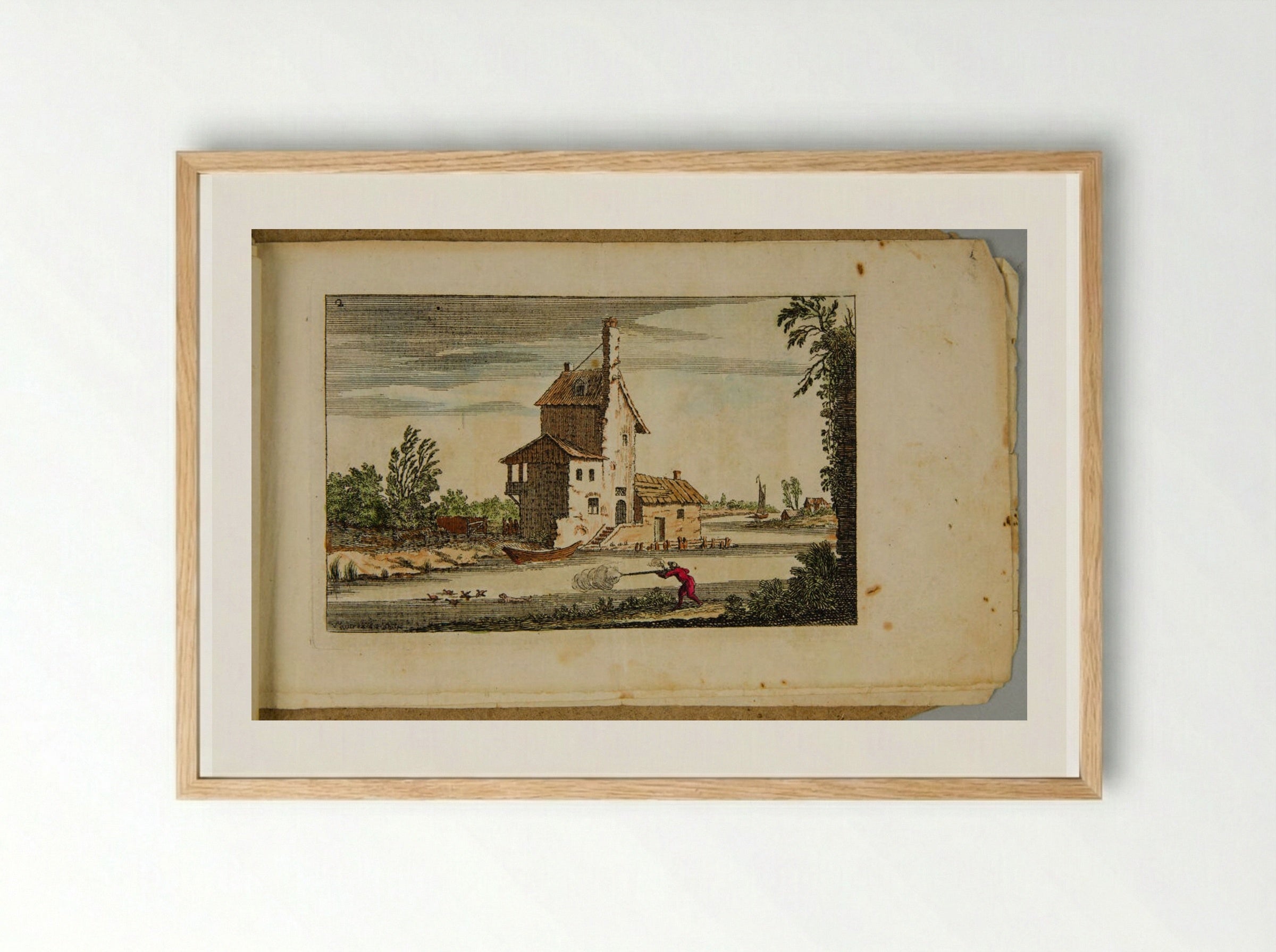 Landscape with an Arch Topped by a Half-Timbered House - François Vivares - Framed Print Wood