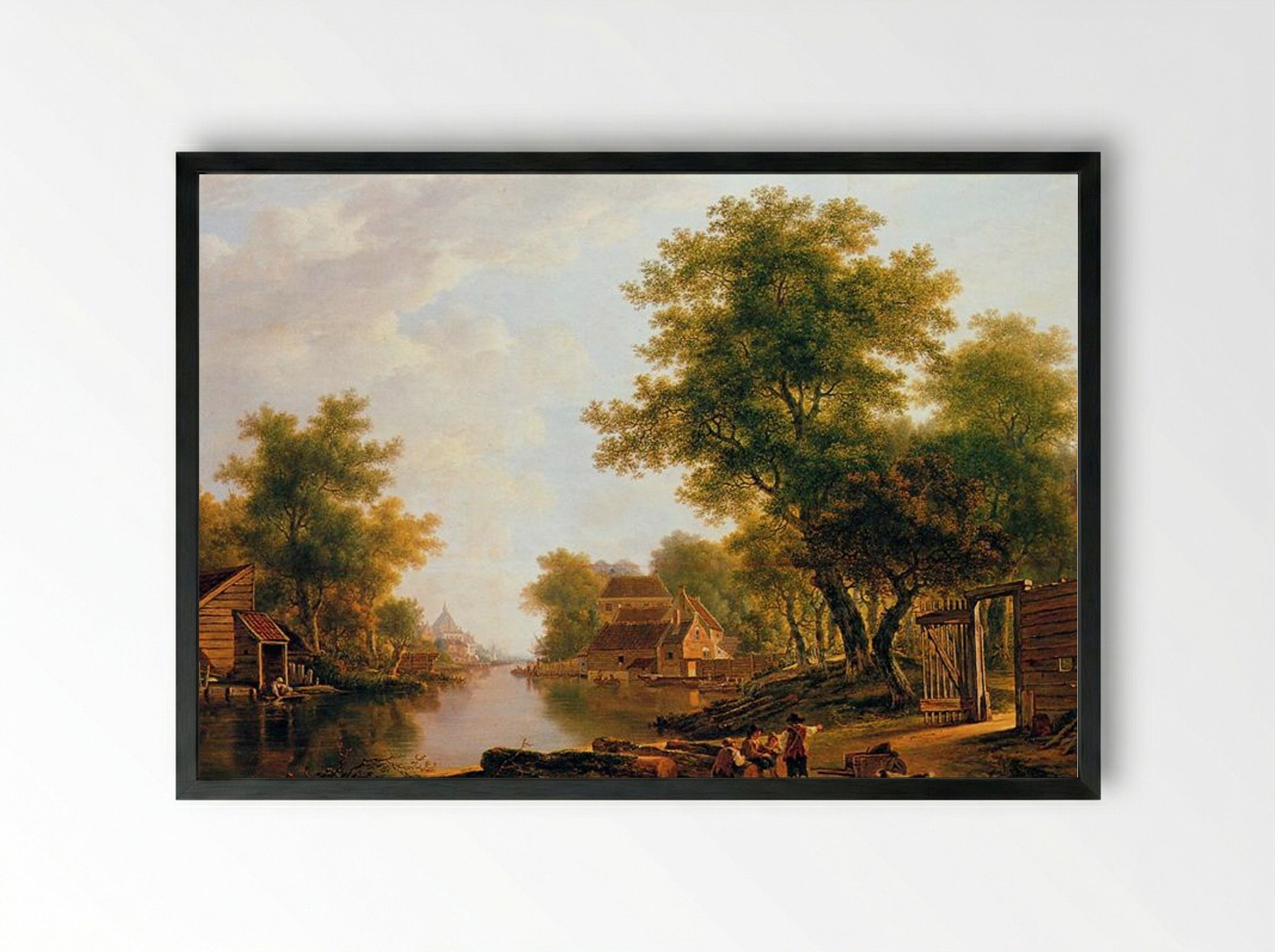 Landscape with river near Dordrecht - Jacob van Strij - Framed Print Black