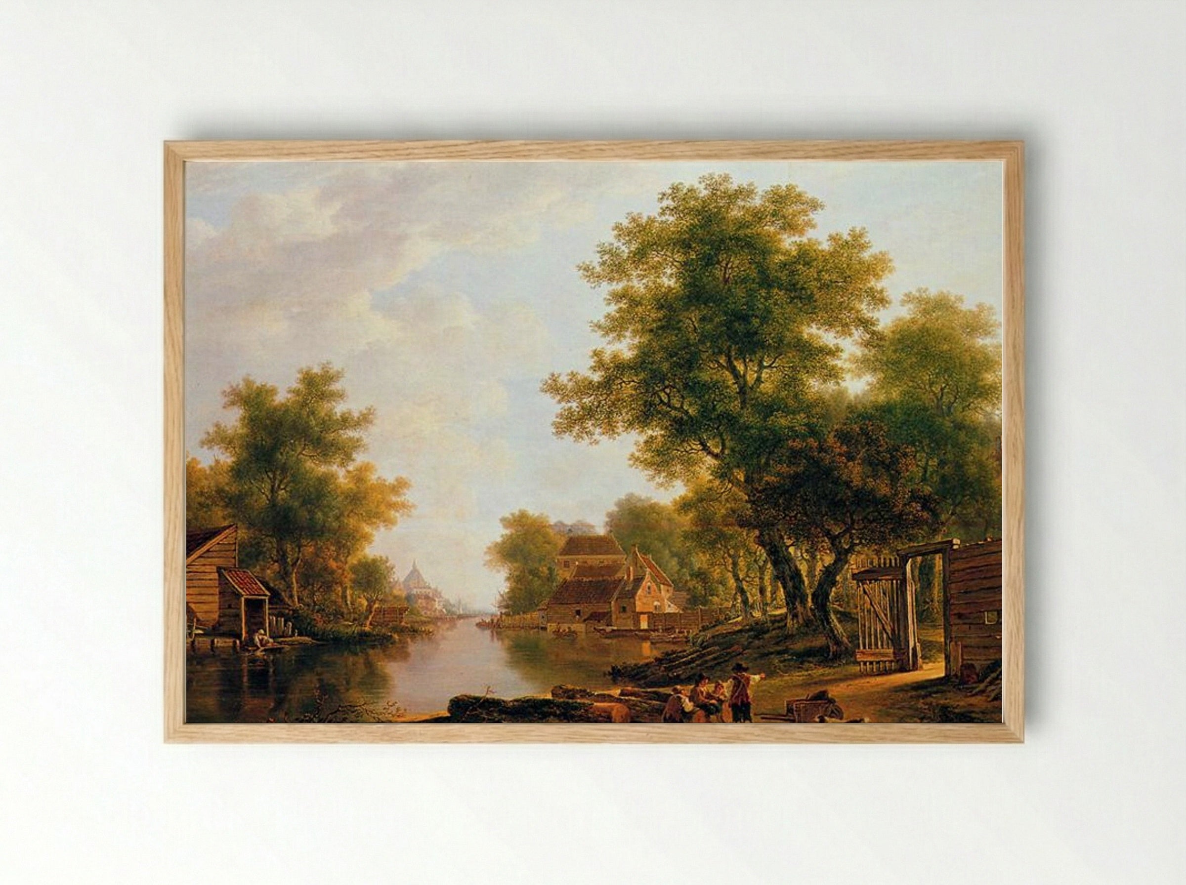 Landscape with river near Dordrecht - Jacob van Strij - Framed Print Wood