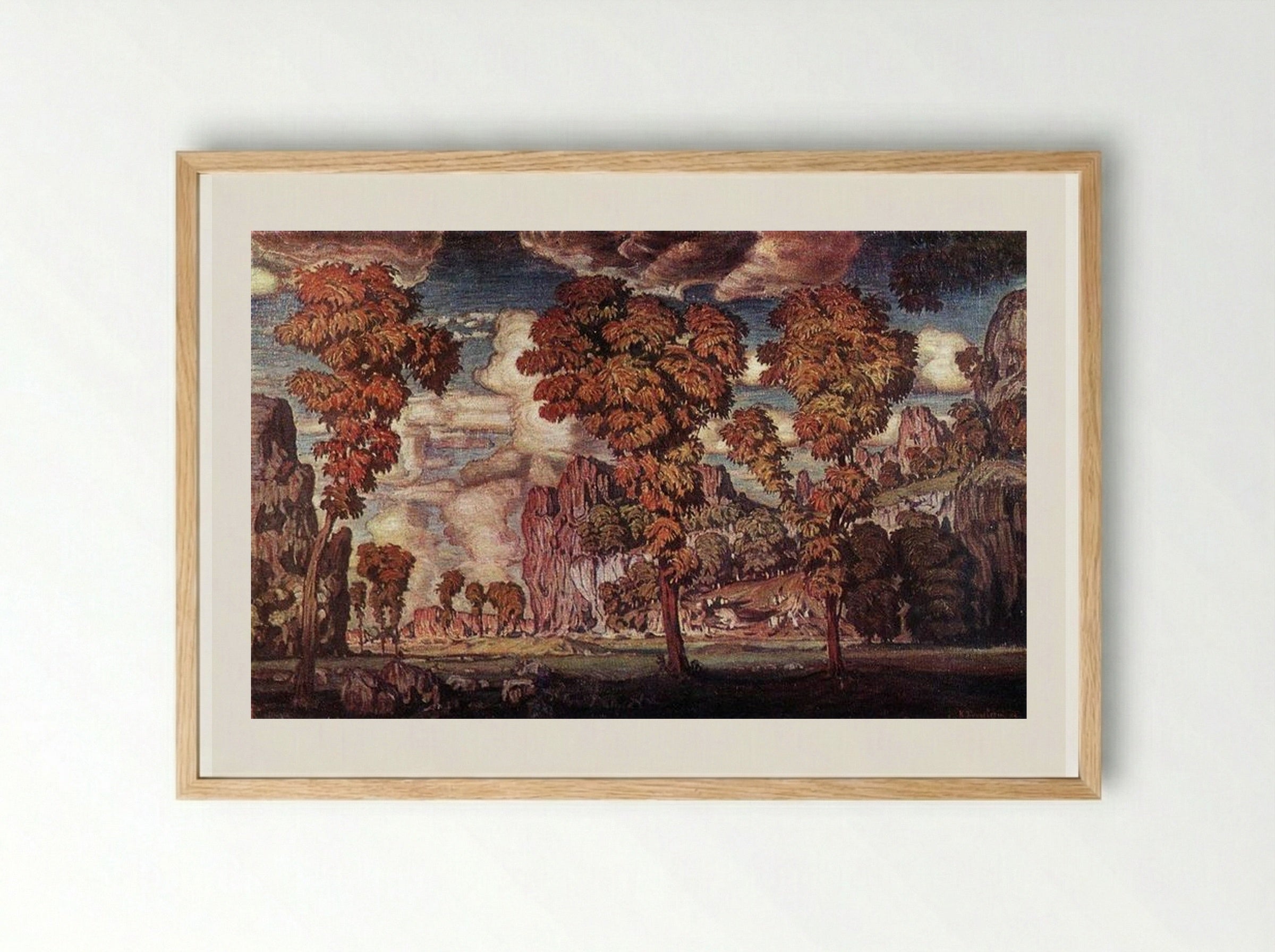 Landscape with rocks. Stary Krym. - Konstantin Bogaevsky - Framed Print Wood