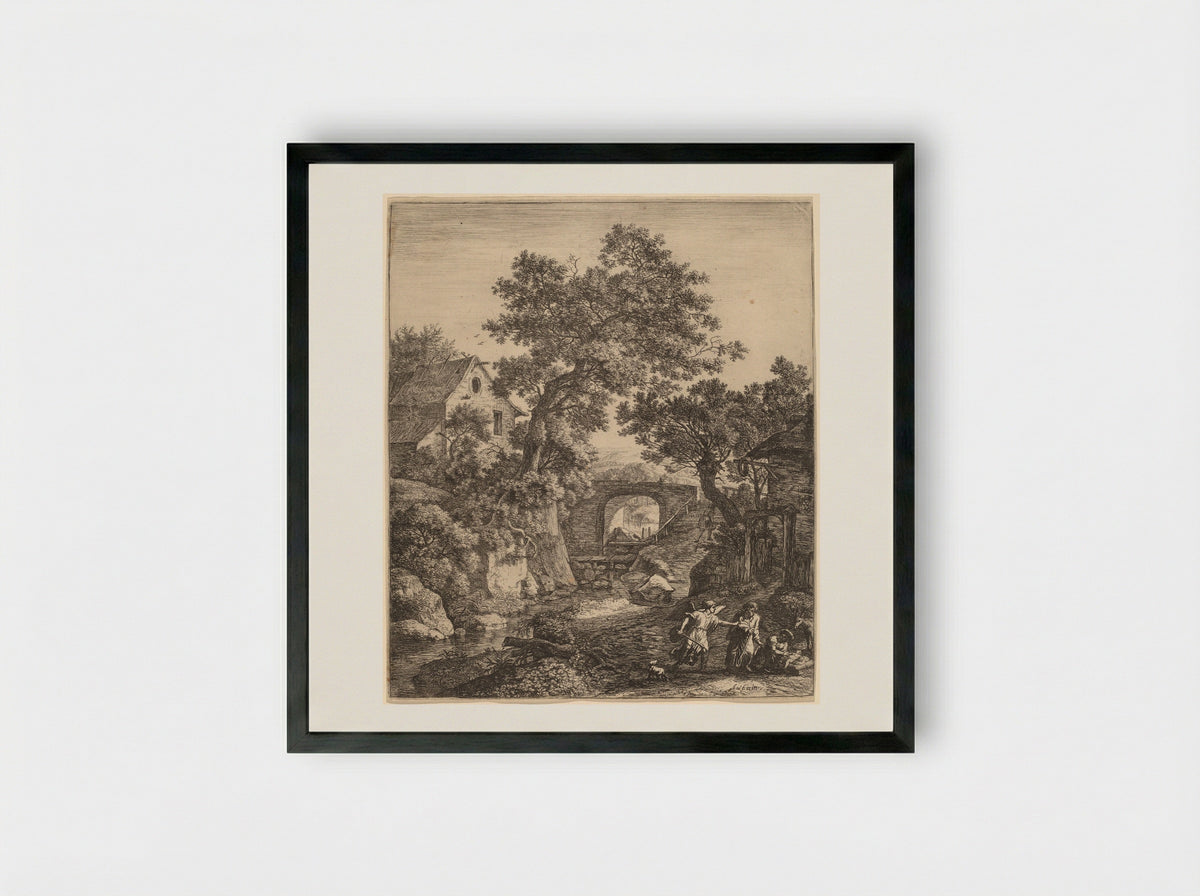 Landscape with the Circumcision of Moses's Son - Anthonie Waterloo - Framed Print Black
