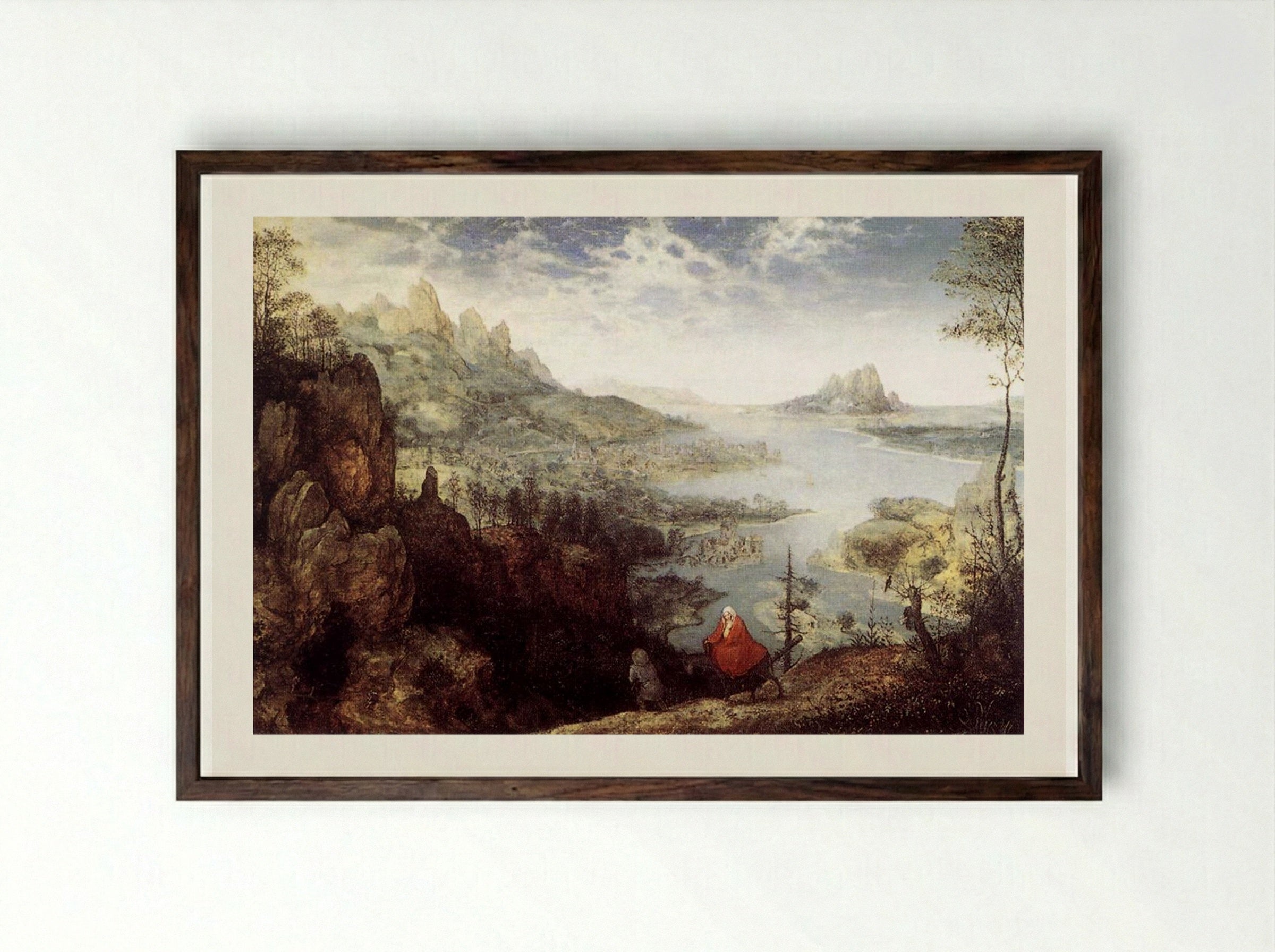 Landscape with the Flight into Egypt - Pieter Bruegel the Elder - Framed Print Dark Wood