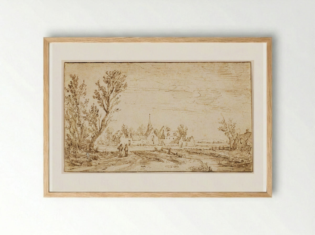Landscape with the Hospital for Lepers outside Haarlem - Jan van Goyen - Framed Print Wood