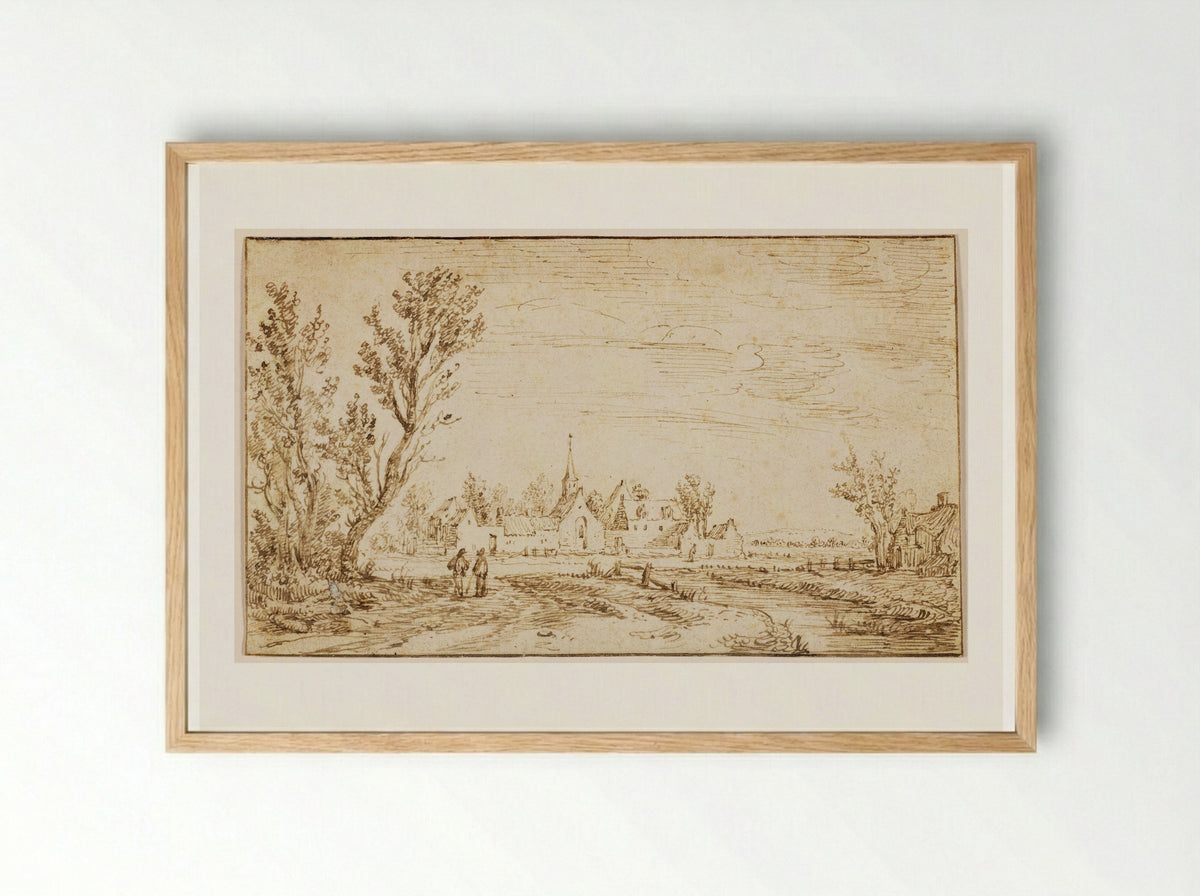 Landscape with the Hospital for Lepers outside Haarlem - Jan van Goyen - Framed Print Wood