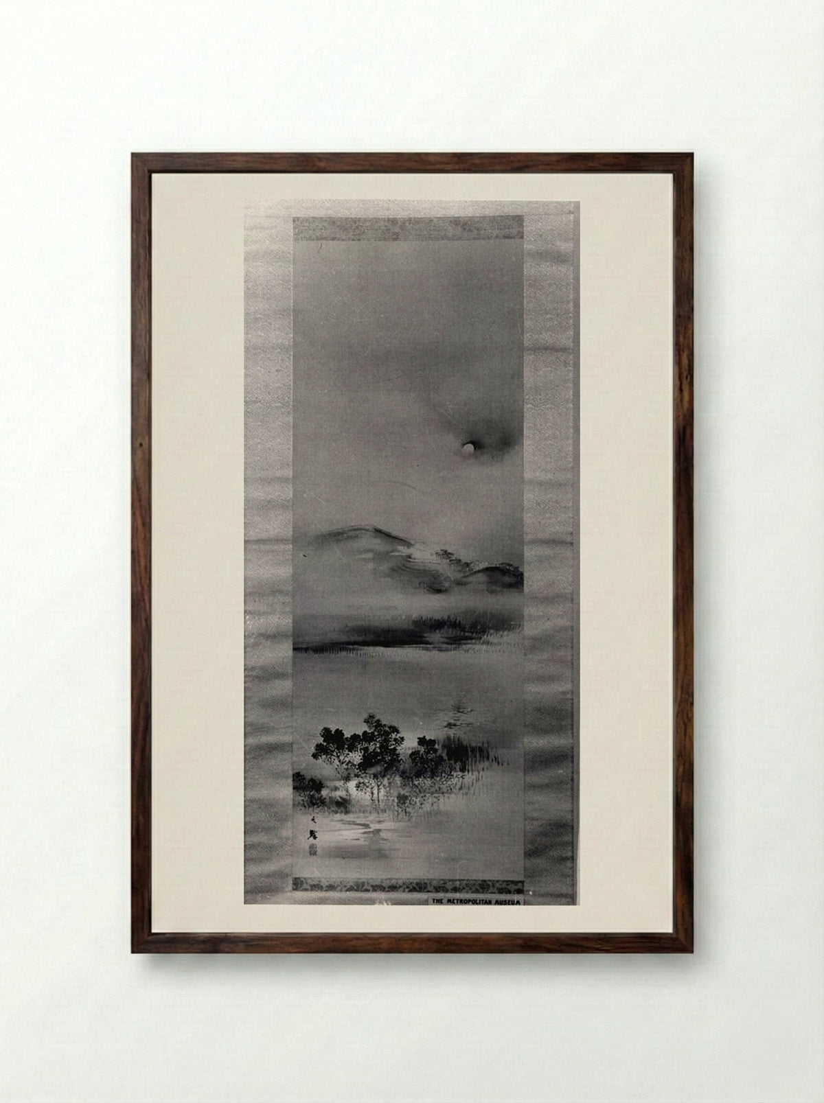 Landscape with the Moon - Shiokawa Bunrin - Framed Print Dark Wood