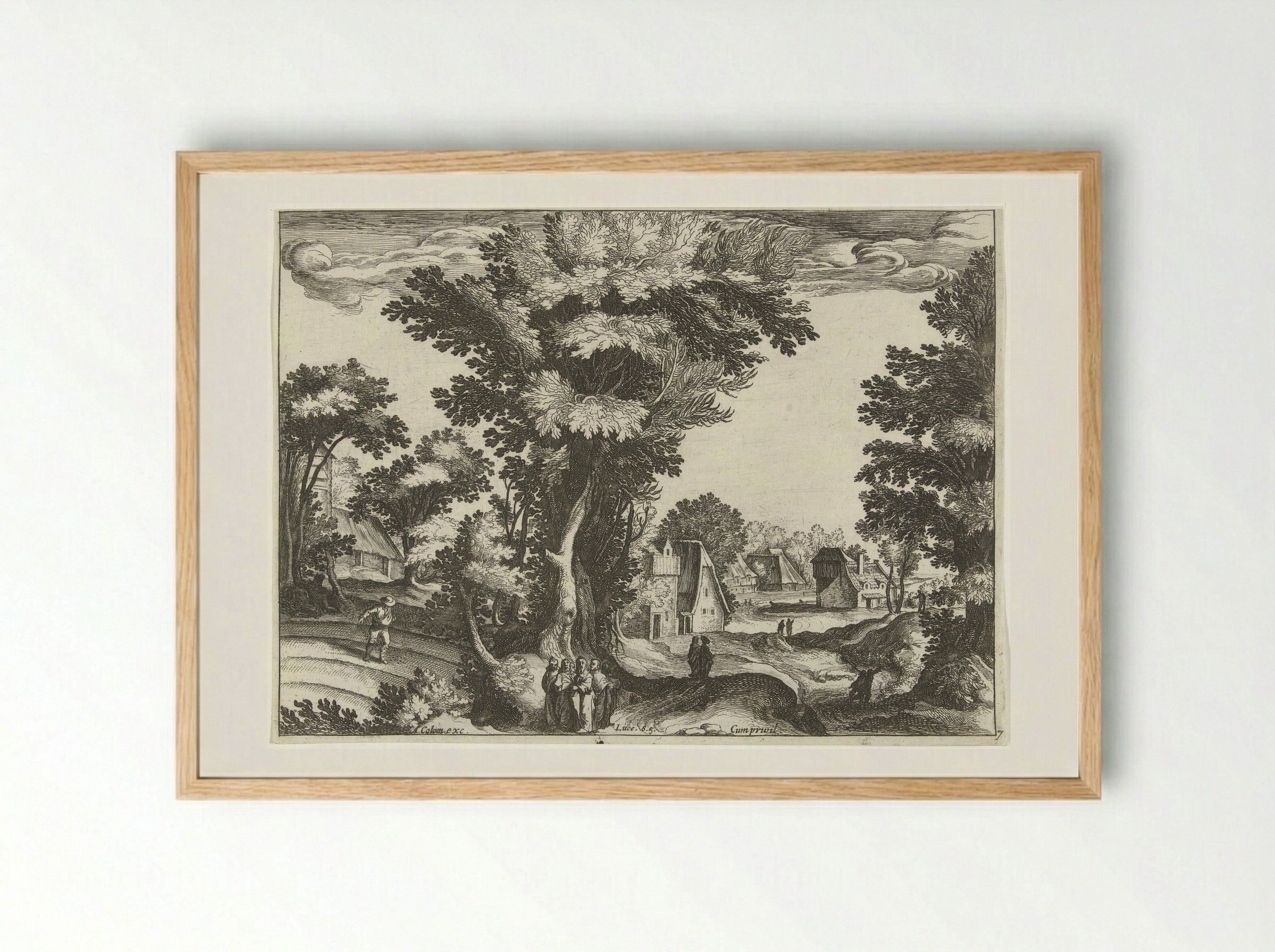 Landscape with the Parable of the Sower - Simon Frisius - Framed Print Wood