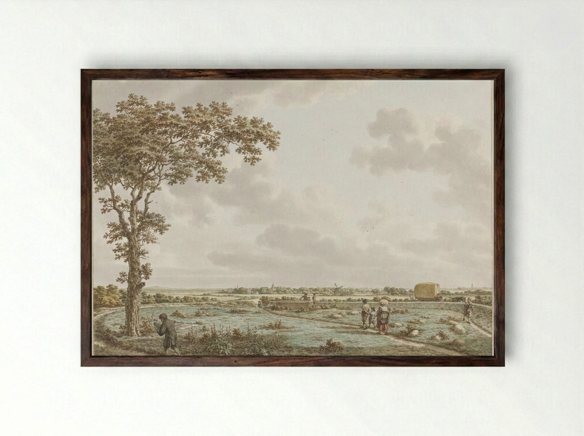 Landscape with the Tafelberg - Jacob Cats - Framed Print Dark Wood