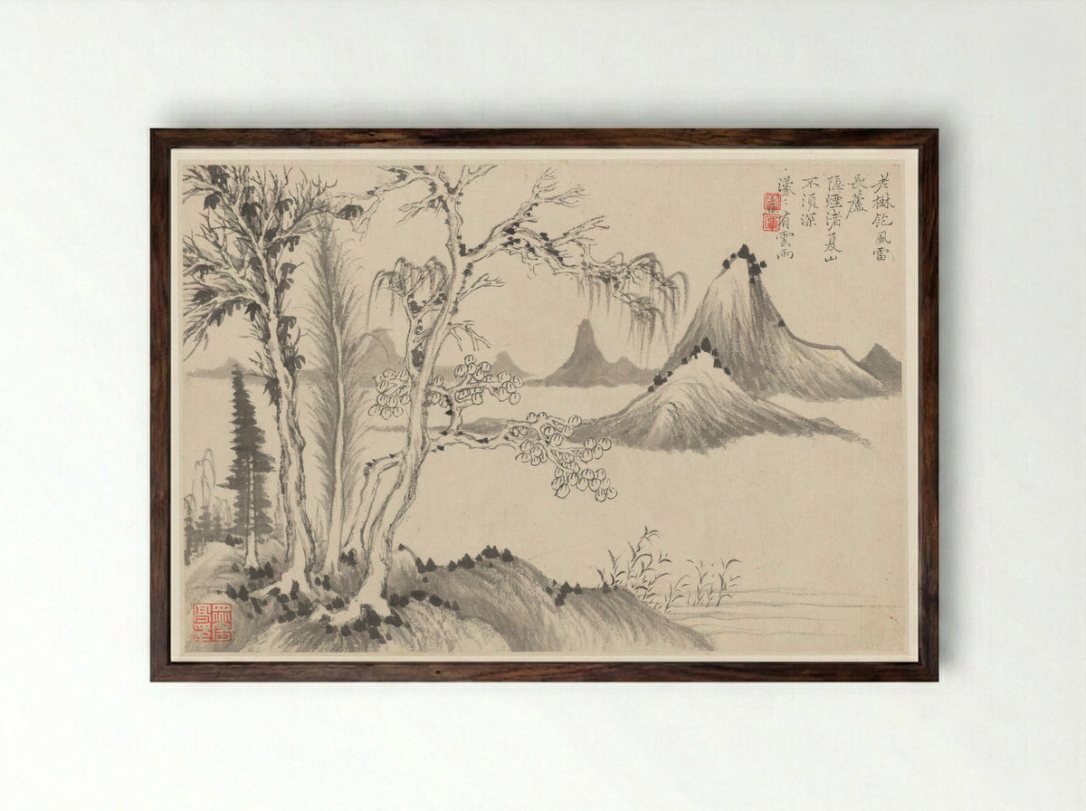 Landscapes (Album Leaf) - Li Jian - Framed Print Dark Wood