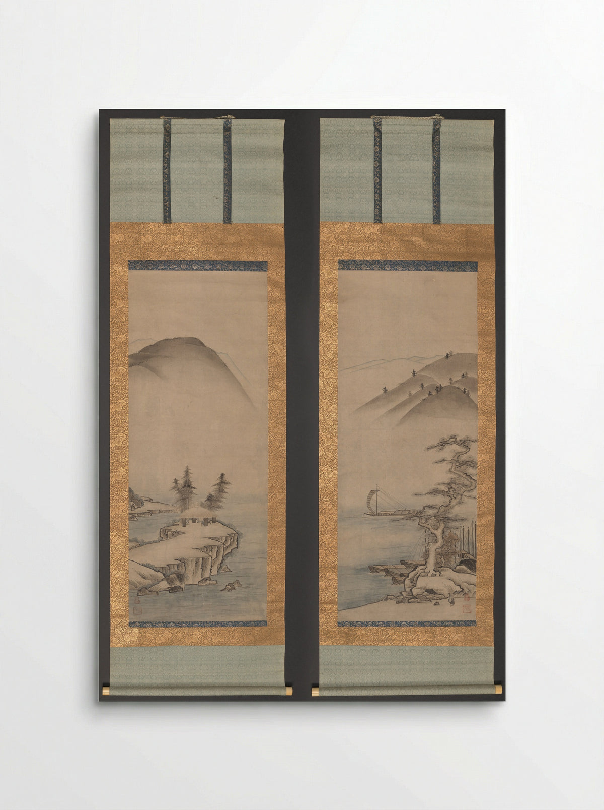 Landscapes (Pair of Hanging Scrolls) - Unkoku Tōyo - Poster