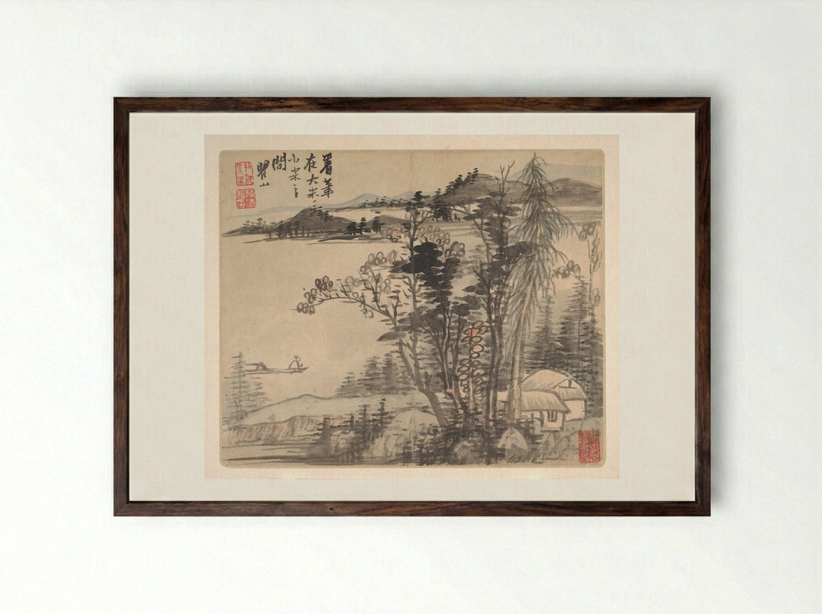 Landscapes after Ancient Masters - Mei Qing - Framed Print Dark Wood