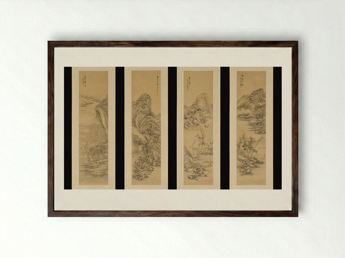 Landscapes after Old Masters - Dai Xi - Framed Print Dark Wood