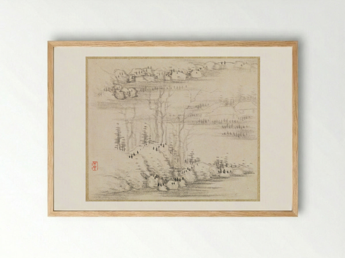 Landscapes and Trees - Gong Xian - Framed Print Wood